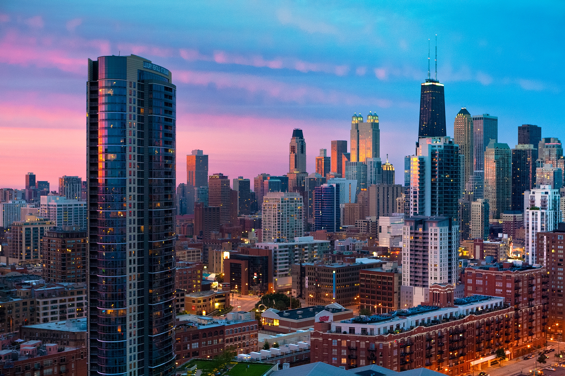 chicago, cities, sunset, city, skyscrapers HD wallpaper