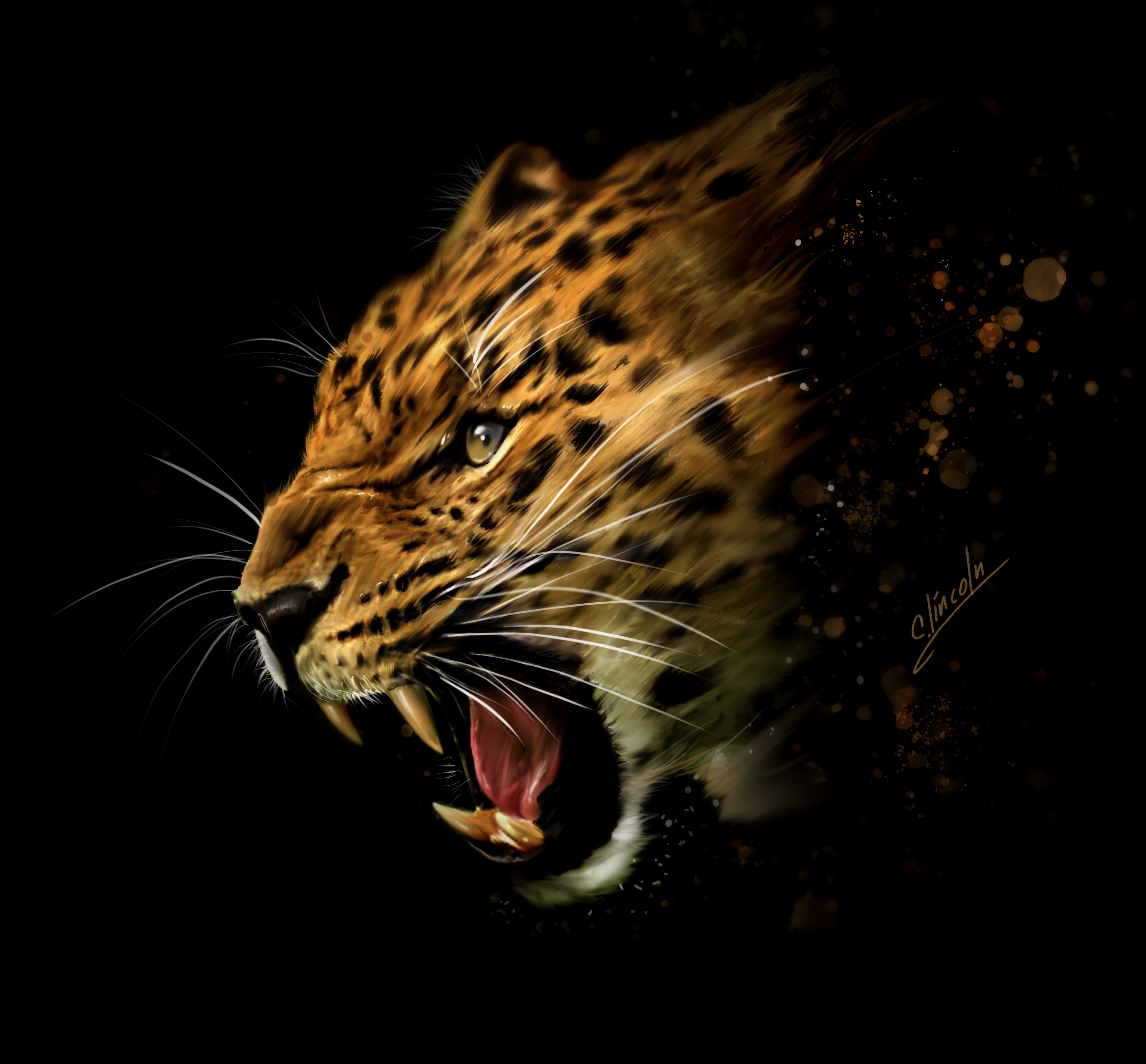 wallpapers leopard, art, aggression, grin