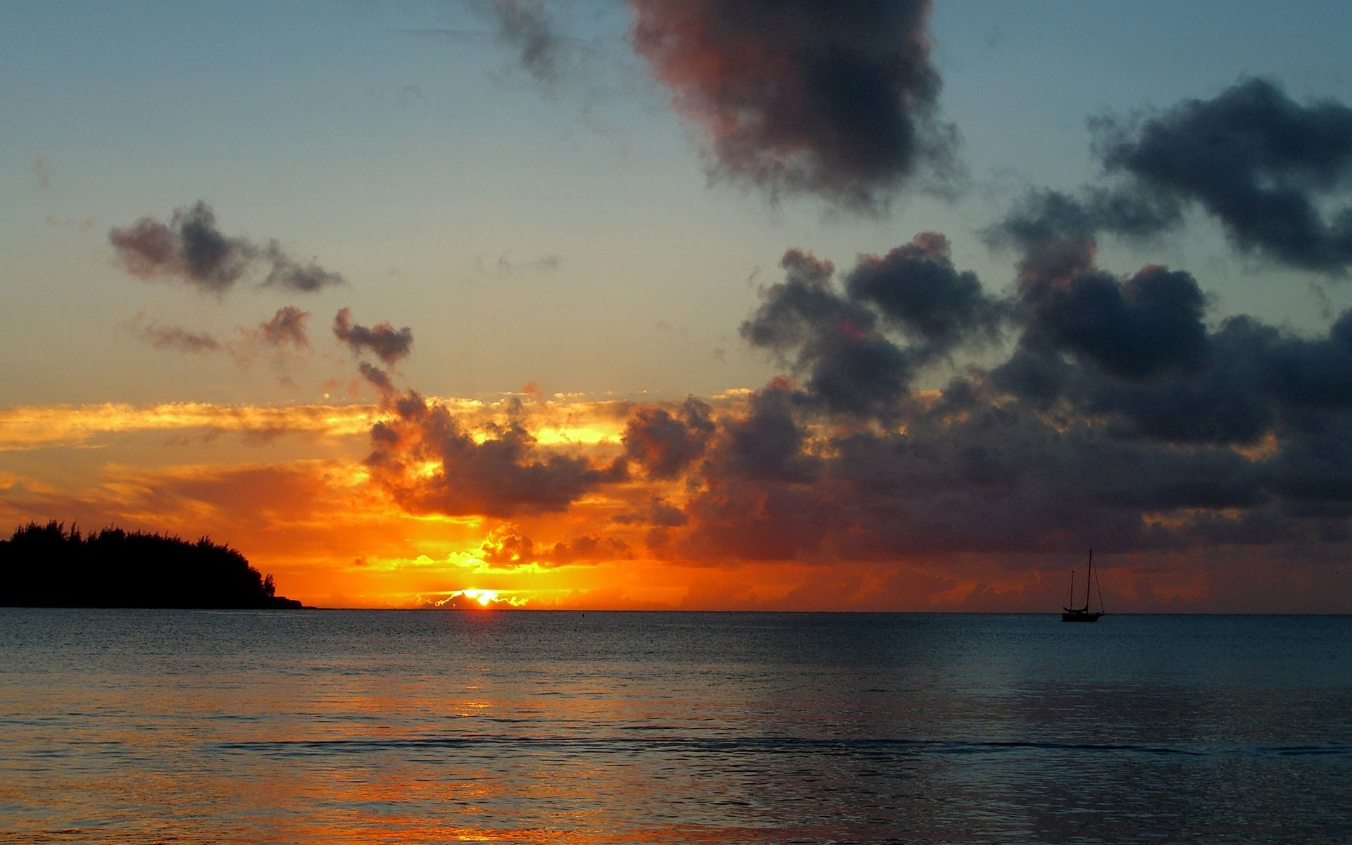 PCデスクトップに自然, 日没, イブニング, 夕方, 海, ハワイ画像を無料でダウンロード