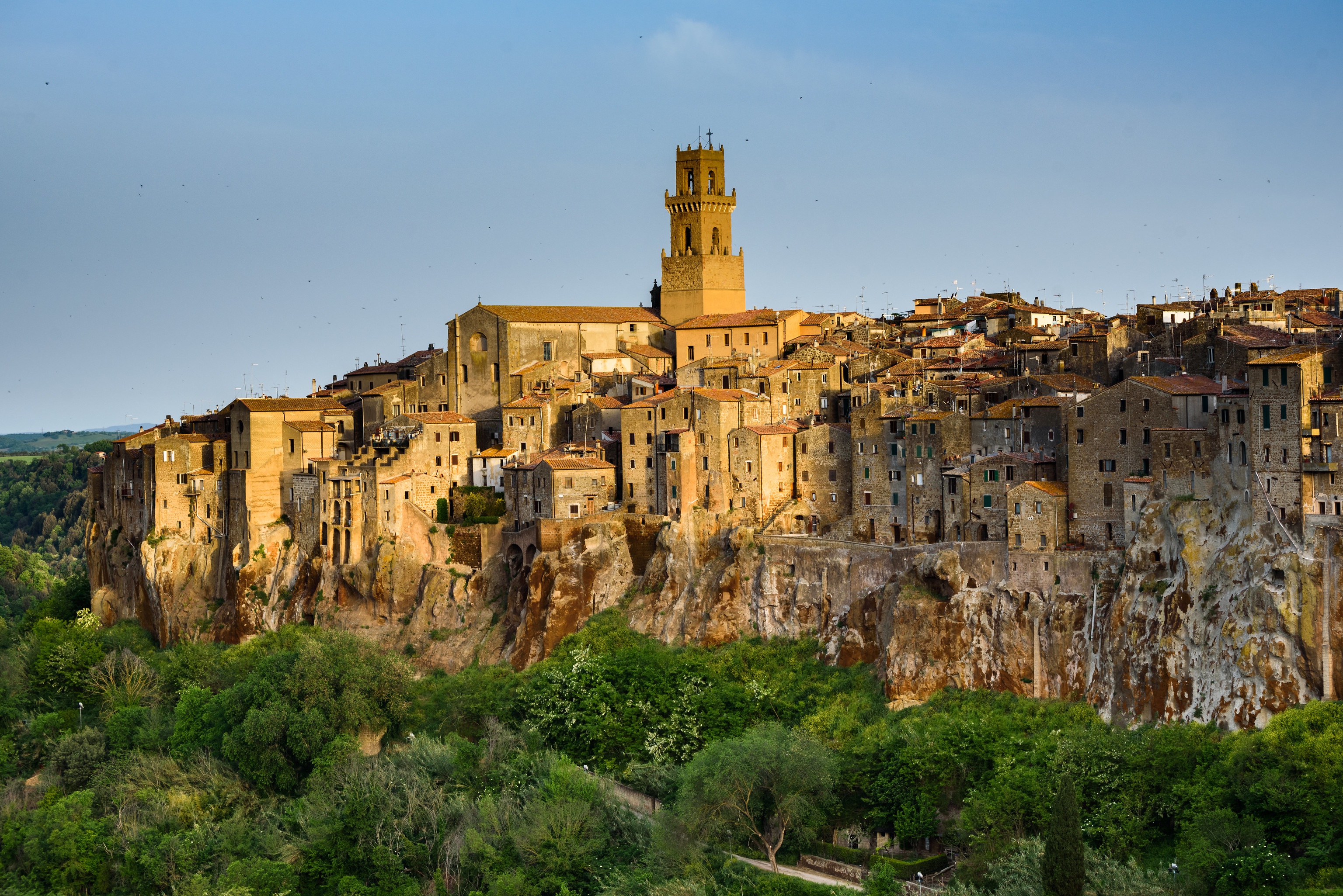 man made, pitigliano, bell tower, italy, tuscany, towns 5K