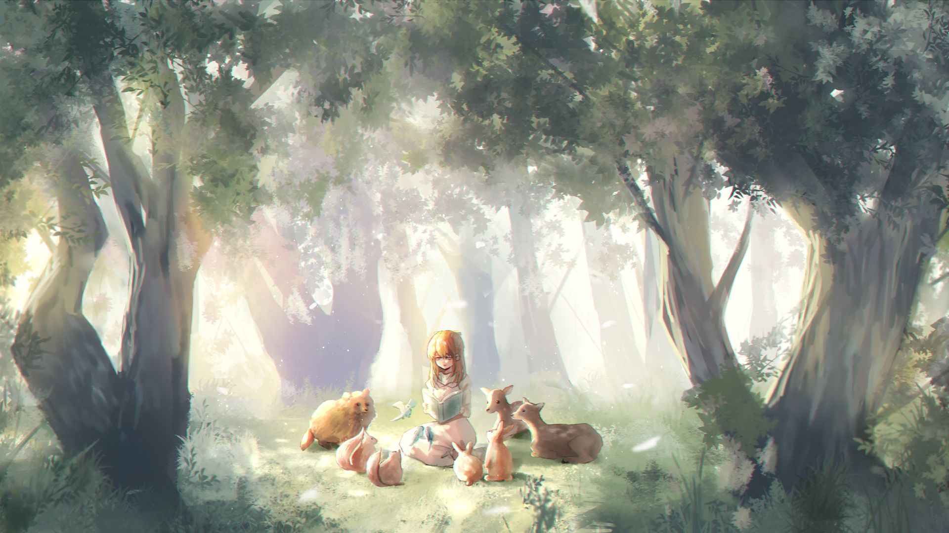 Персонаж на фоне леса