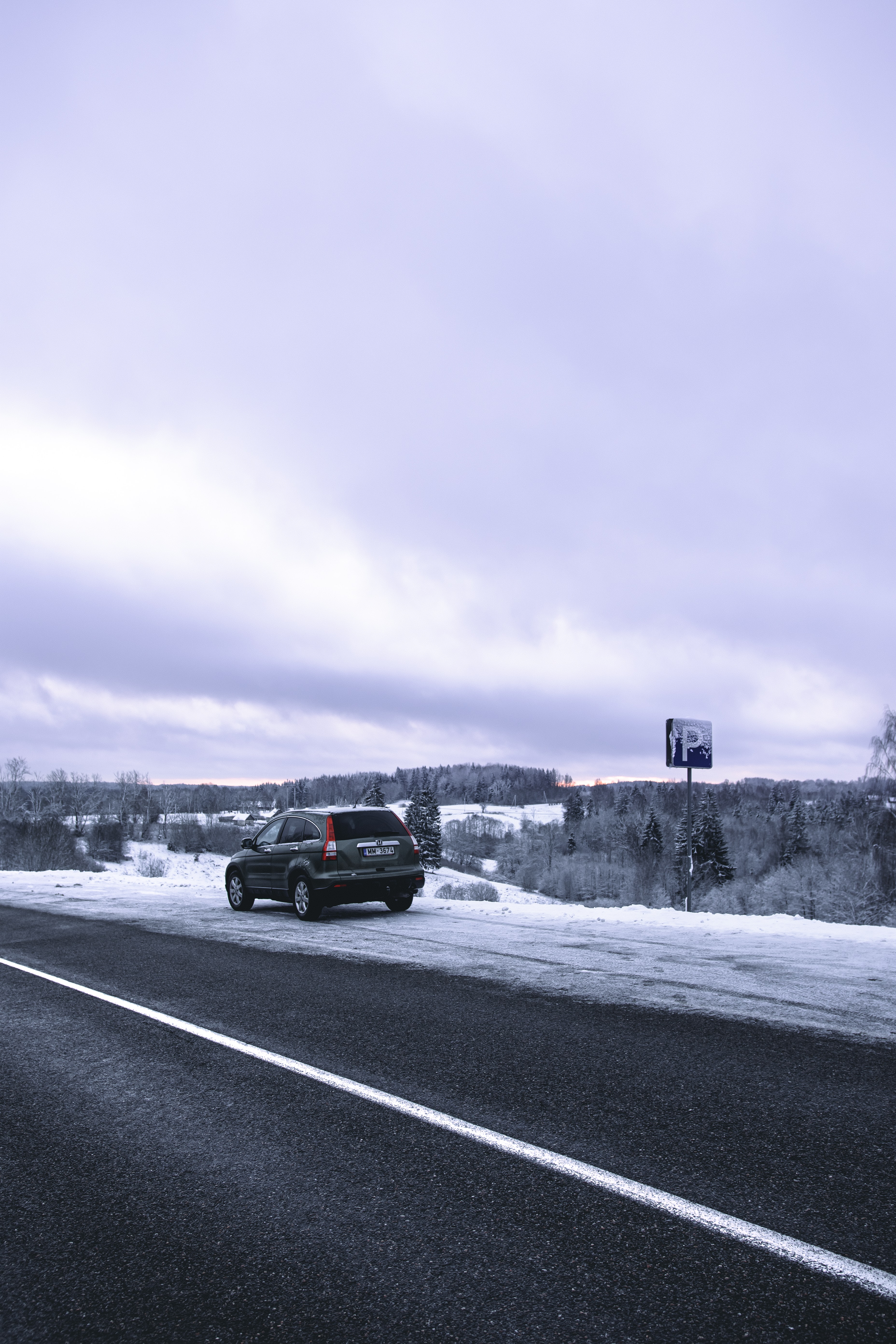 Download mobile wallpaper Honda Cr V, Snow, Road, Cars, Car, Grey, Honda for free.