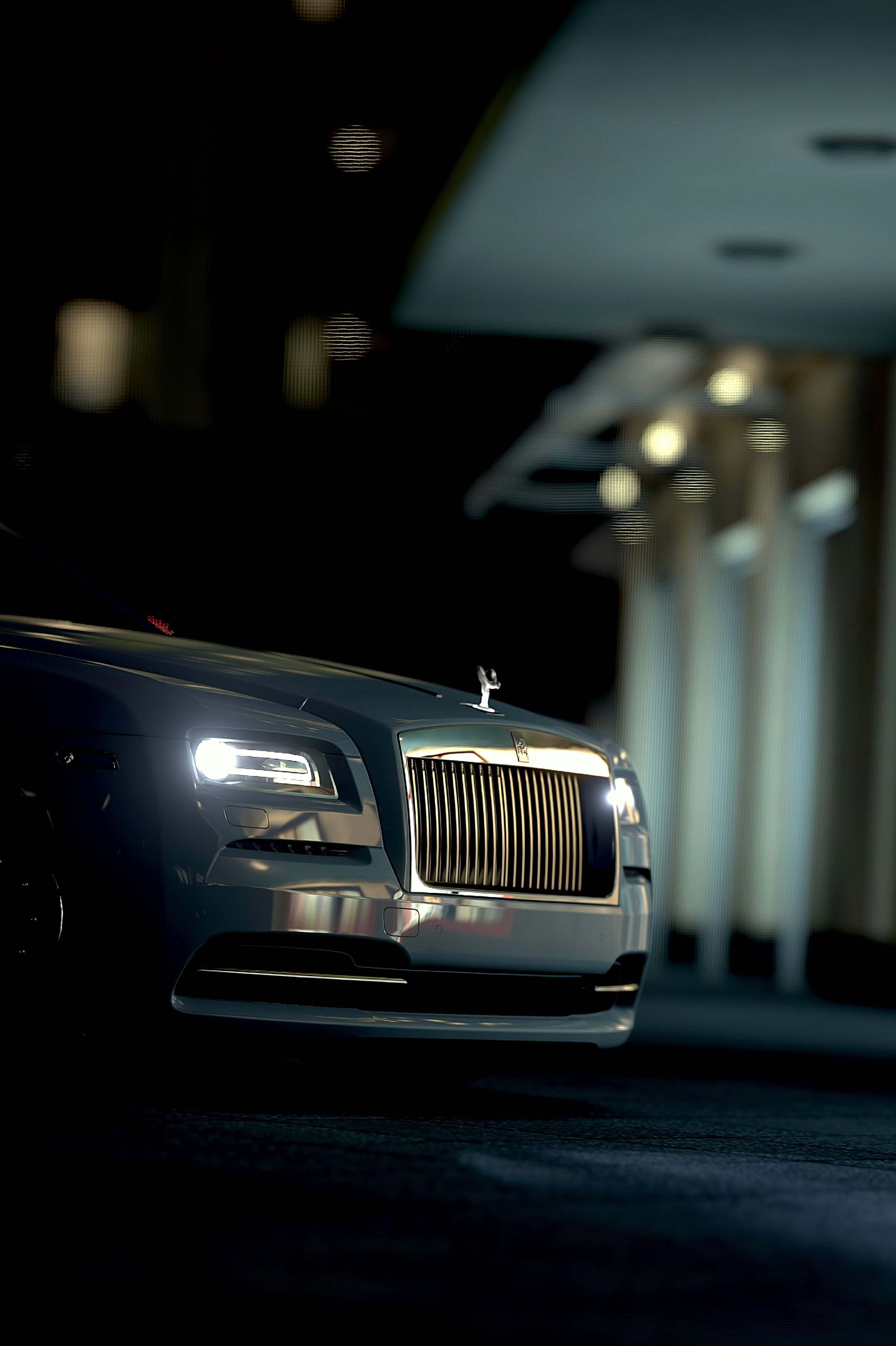 Download mobile wallpaper Rolls Royce, Cars, Front View, Bumper, Headlights, Lights for free.
