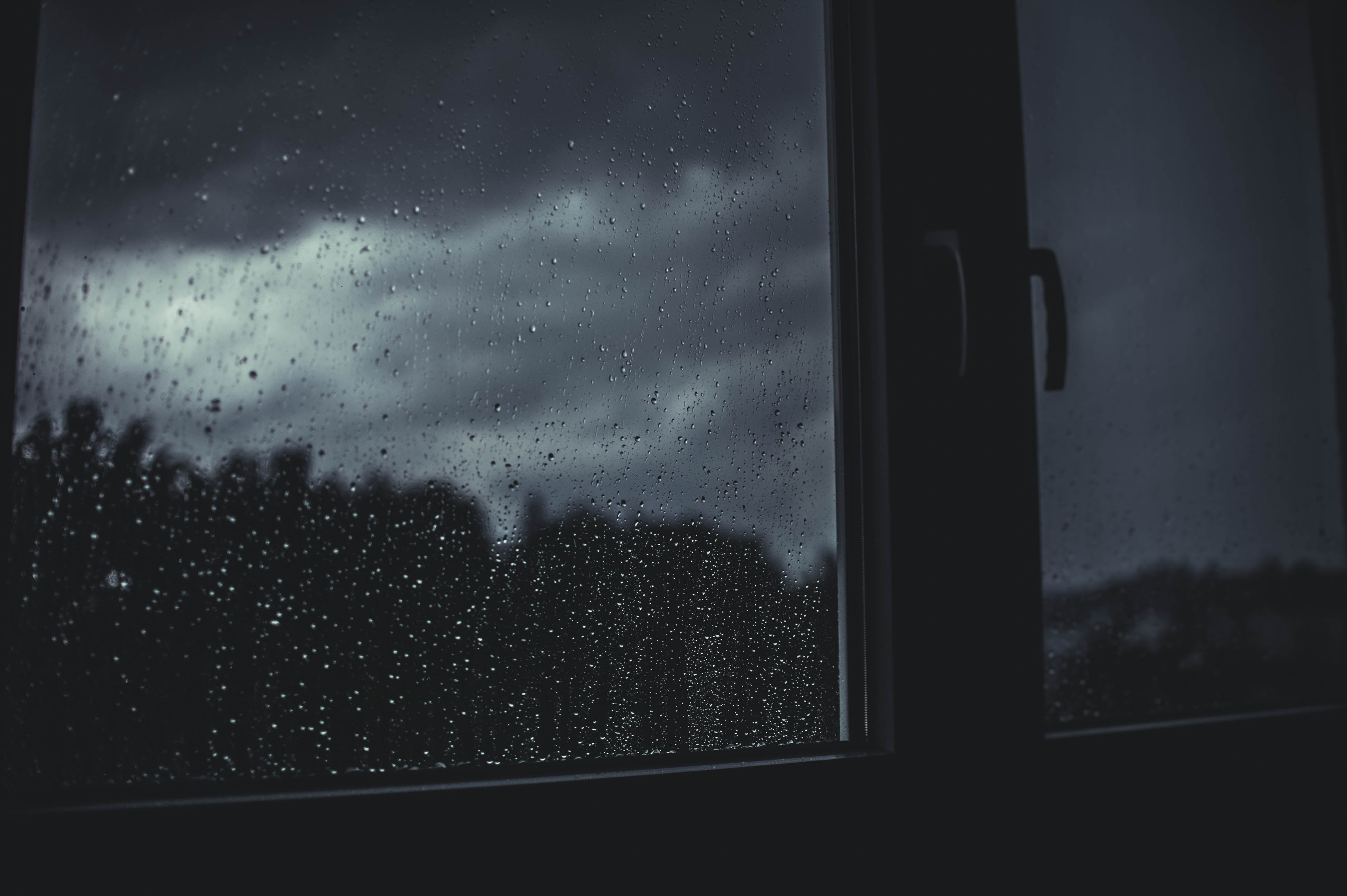 Free download wallpaper Drops, Blur, Smooth, Window, Rain, Dark on your PC desktop