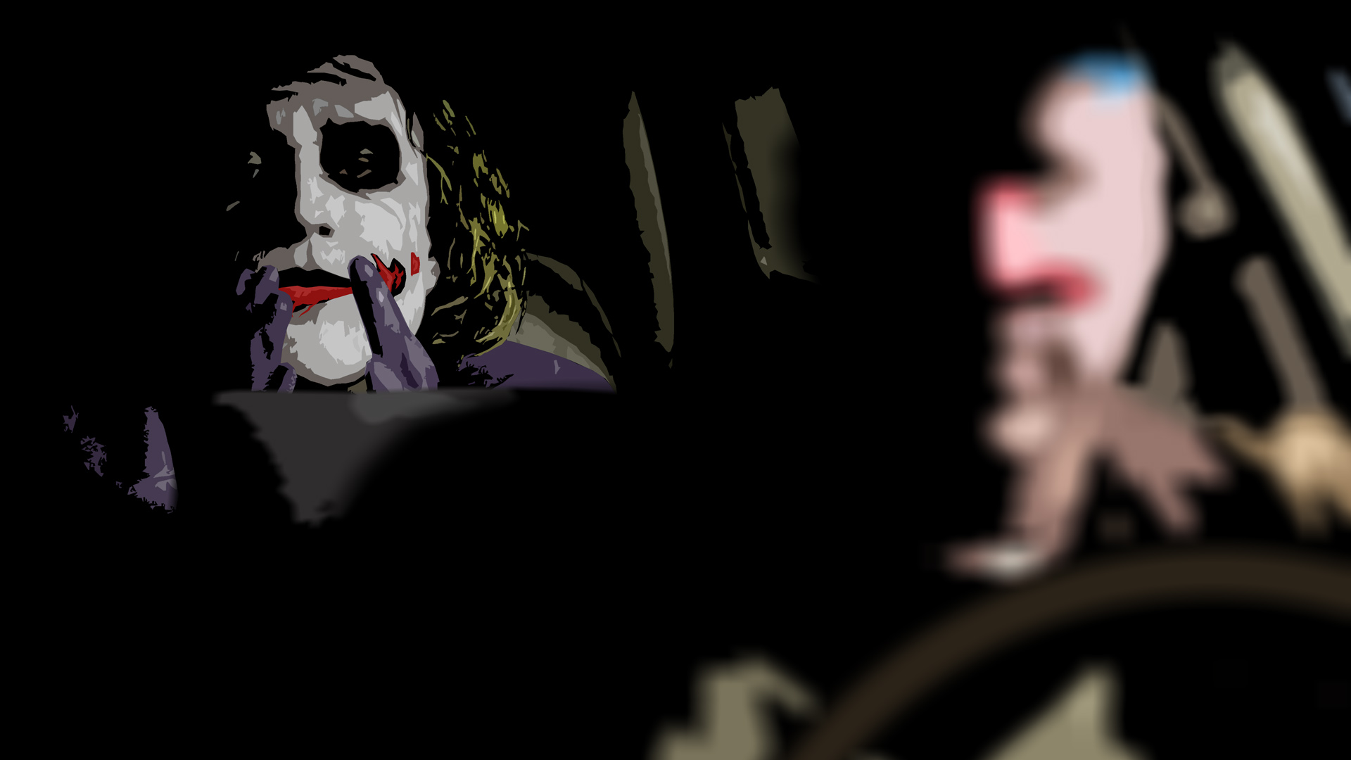 Обои на телефон Джокер лежит на машине.