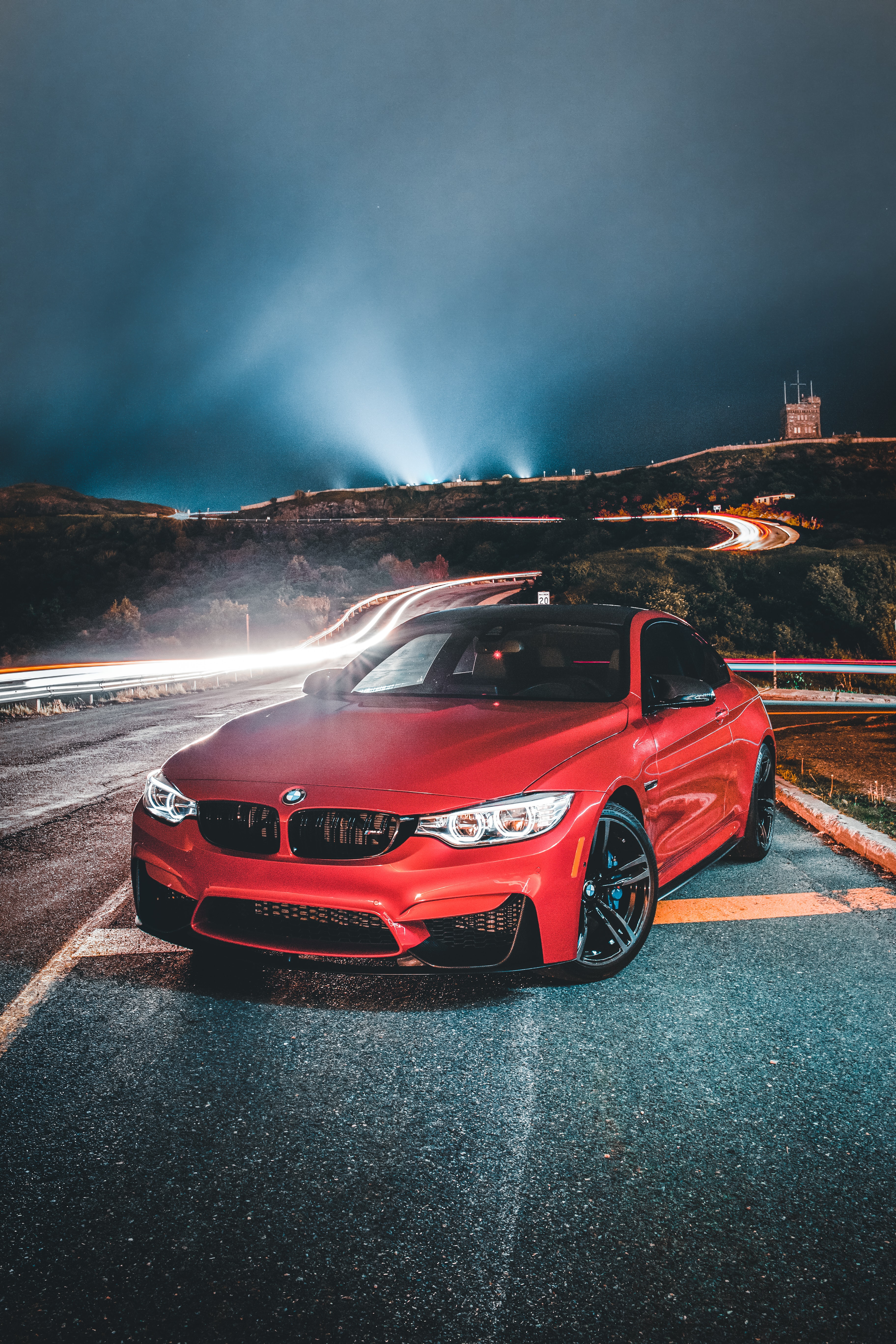 bmw, cars, bmw 320i, front view, machine, red, road, car cellphone