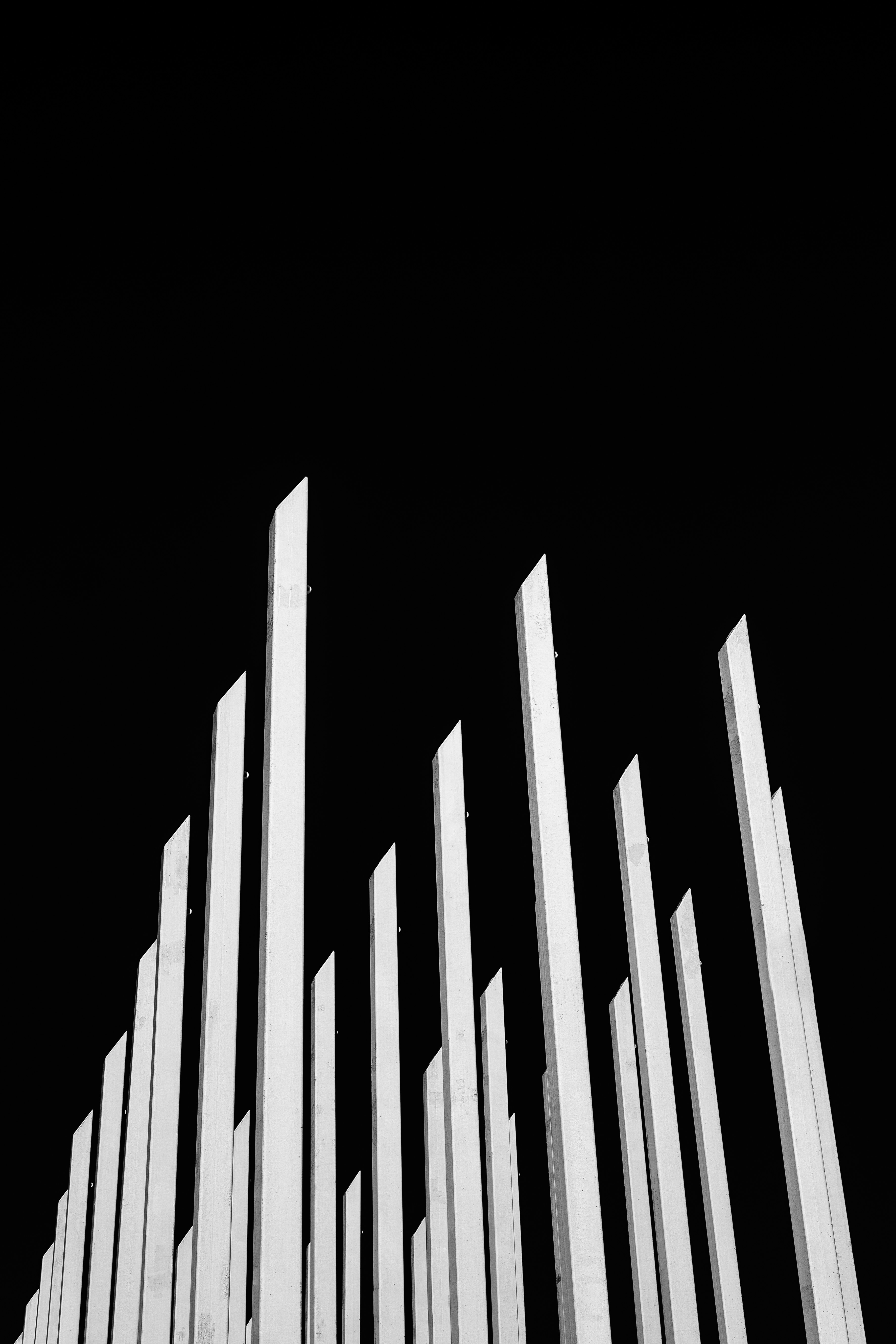 streaks, black, bw, chb, stripes, pillars, posts Free Stock Photo