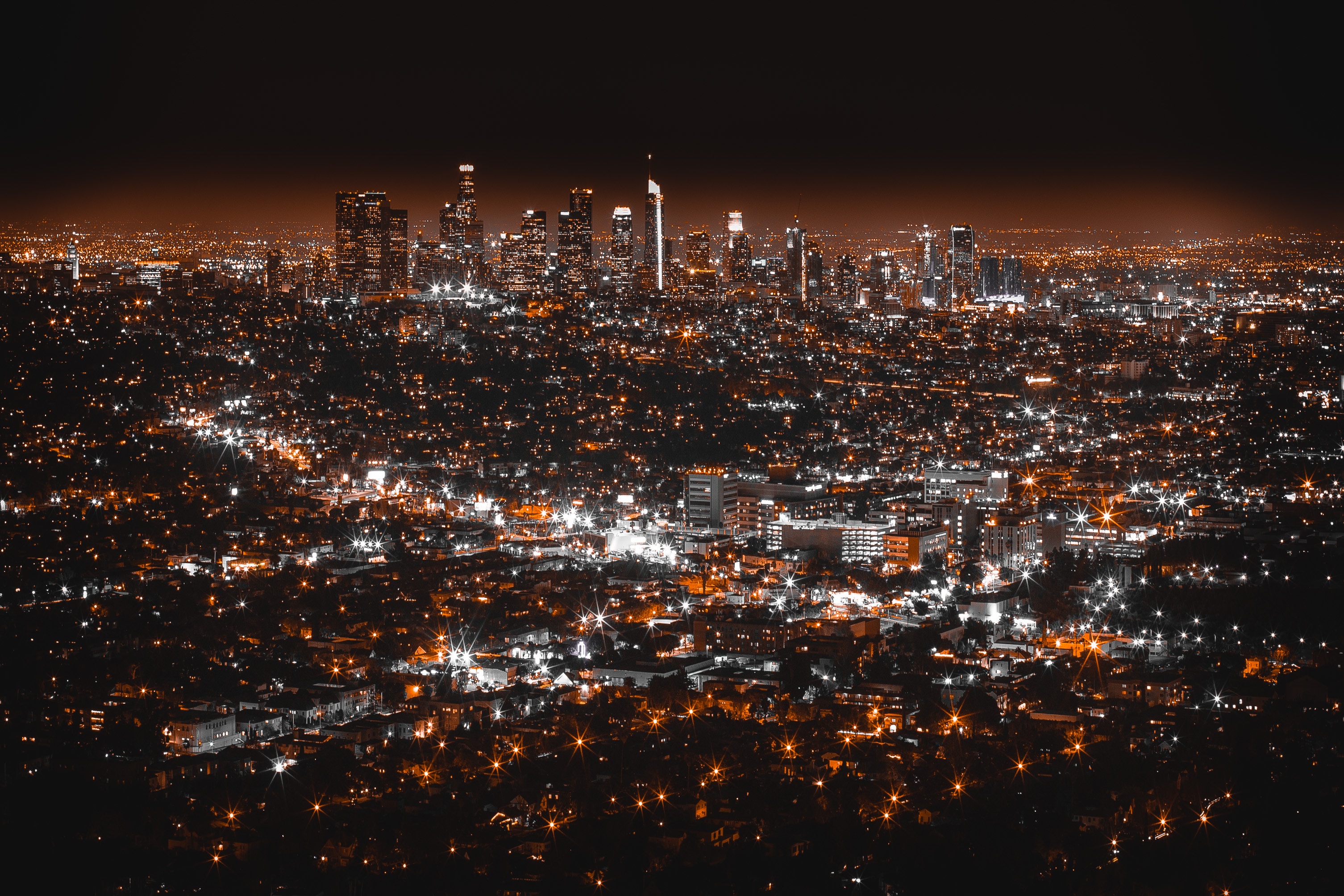 Descarga gratuita de fondo de pantalla para móvil de Vista Desde Arriba, Ciudad De Noche, Ciudad Nocturna, Ee Uu, Estados Unidos, Ciudades, Los Angeles, Los Ángeles.