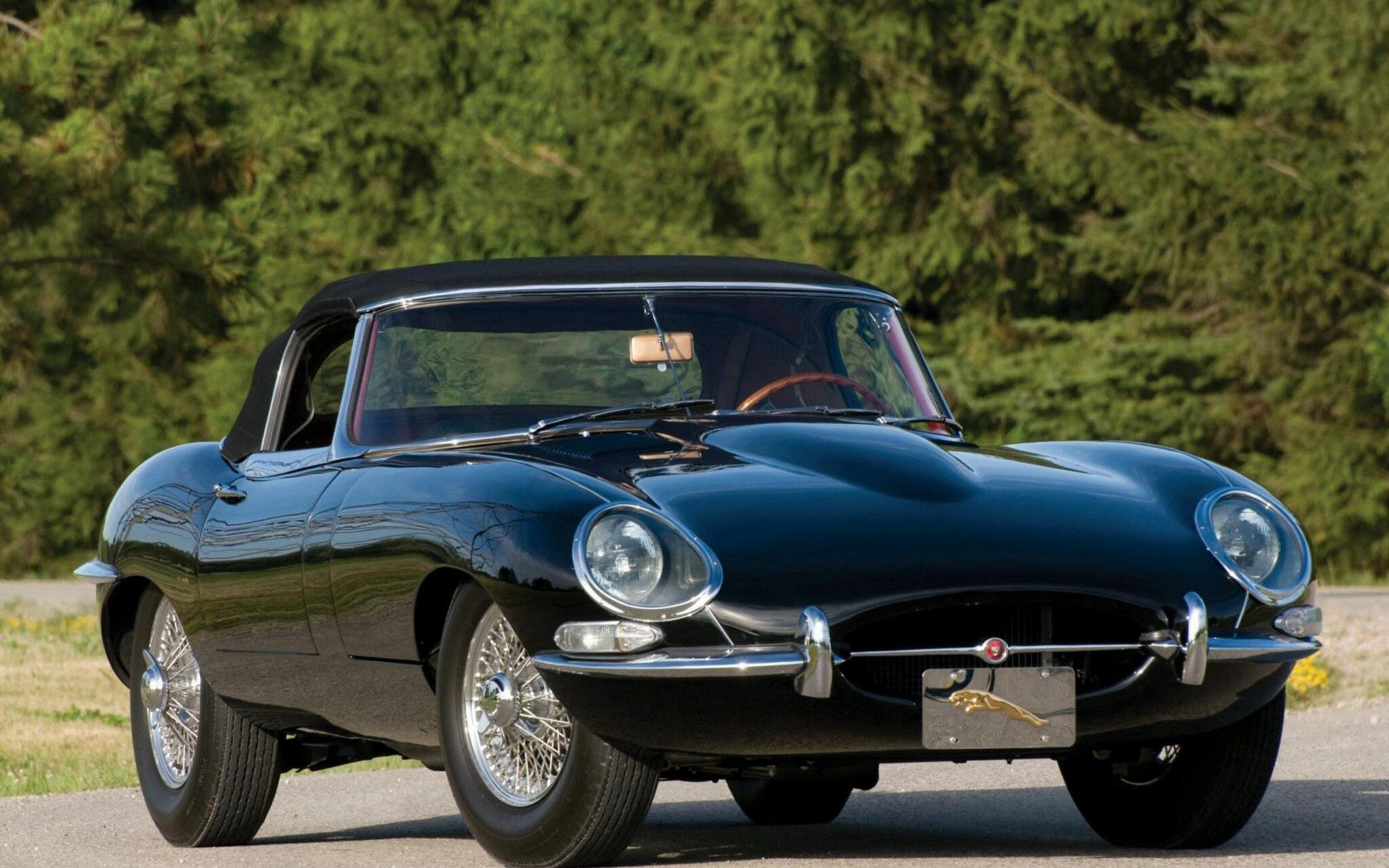 jaguar, cars, black, retro, e type, 1961
