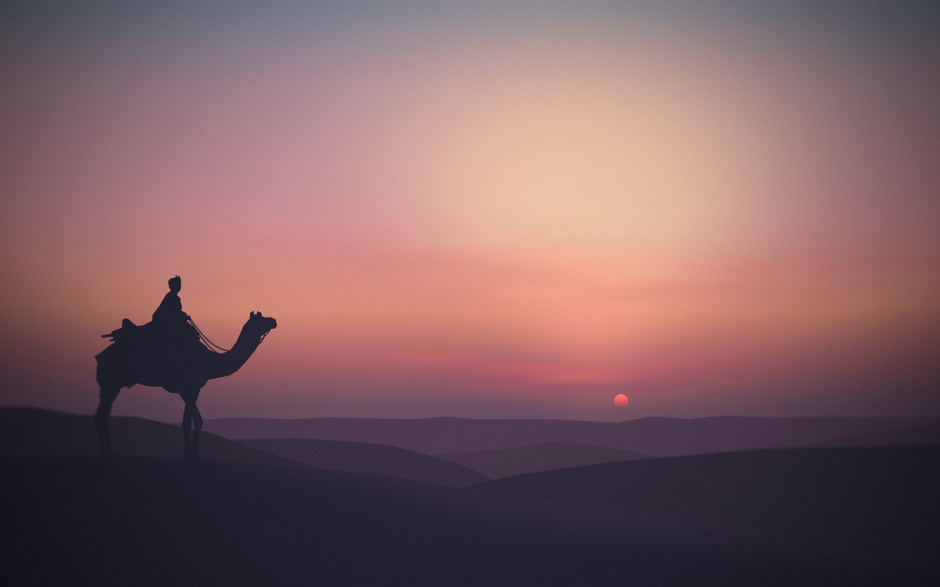 Пустыня закат Караван