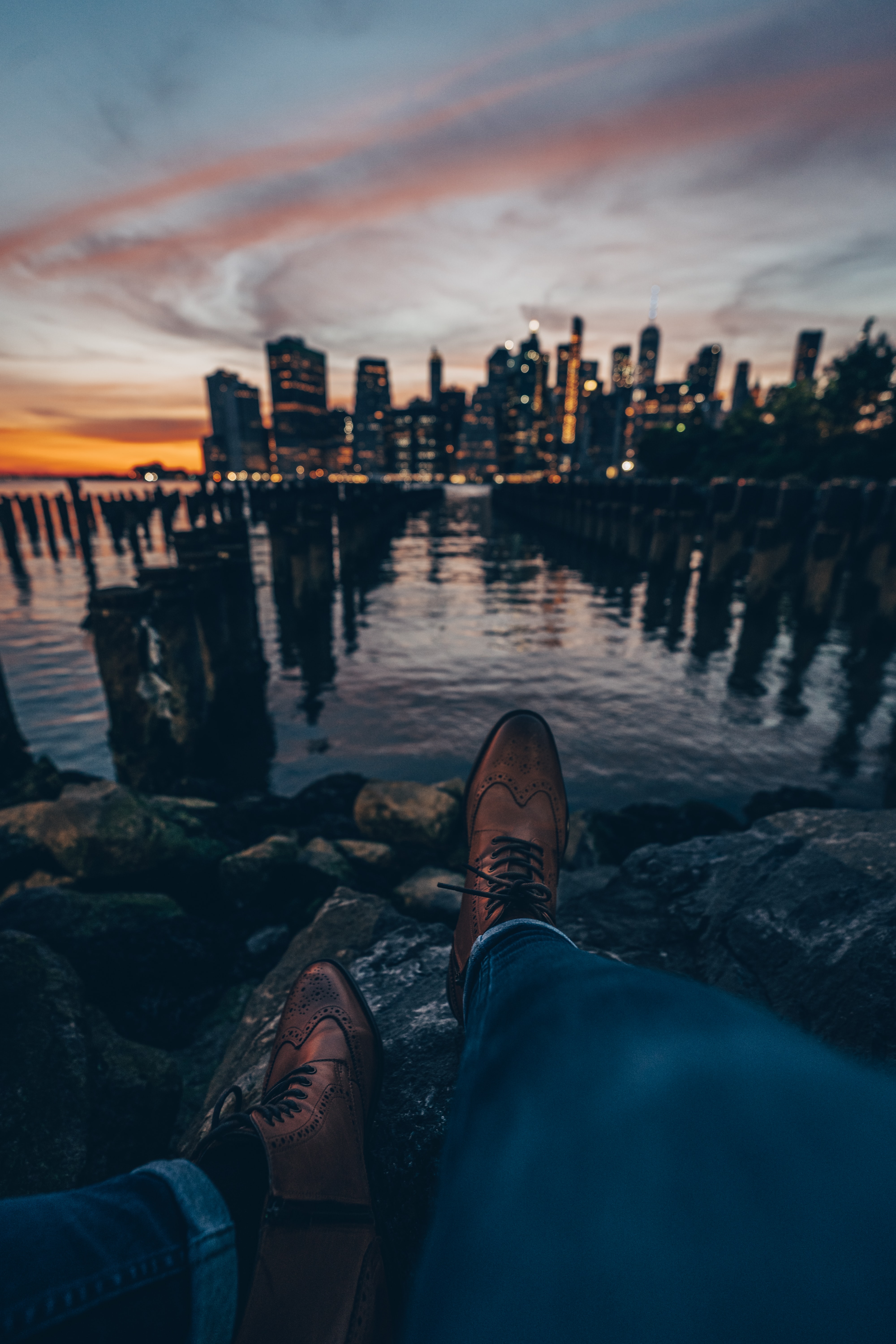Download mobile wallpaper City, Miscellanea, Boots, Style, Miscellaneous, Legs, Shoes, Sunset for free.