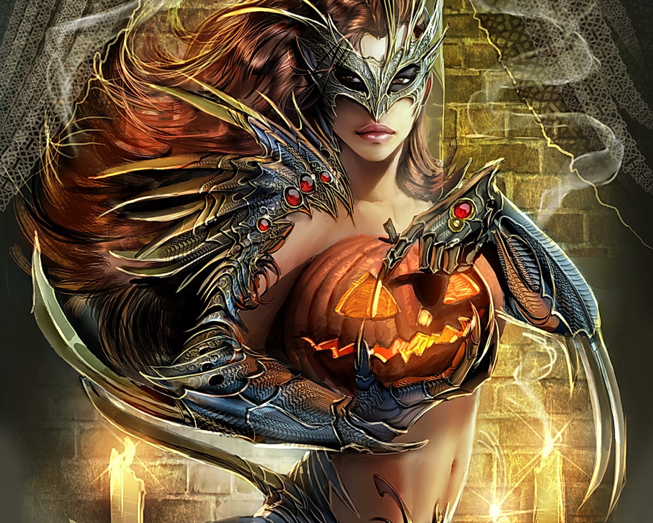 vertical wallpaper halloween, comics, witchblade, pumpkin, witch