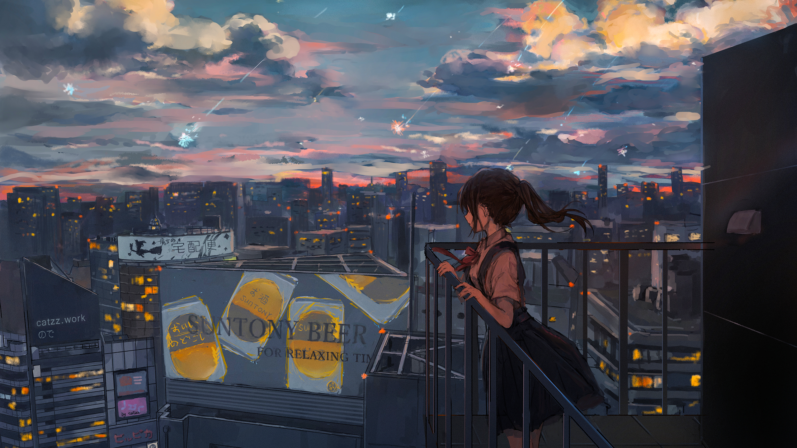 Девушка на крыше арт