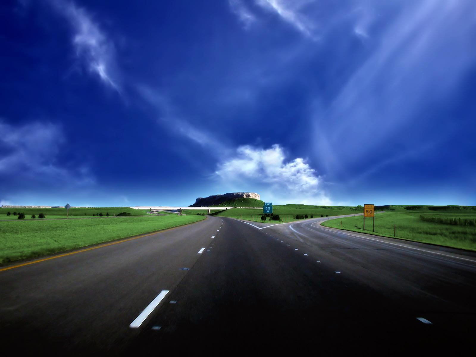 33075 descargar imagen paisaje, cielo, carreteras, azul: fondos de pantalla y protectores de pantalla gratis
