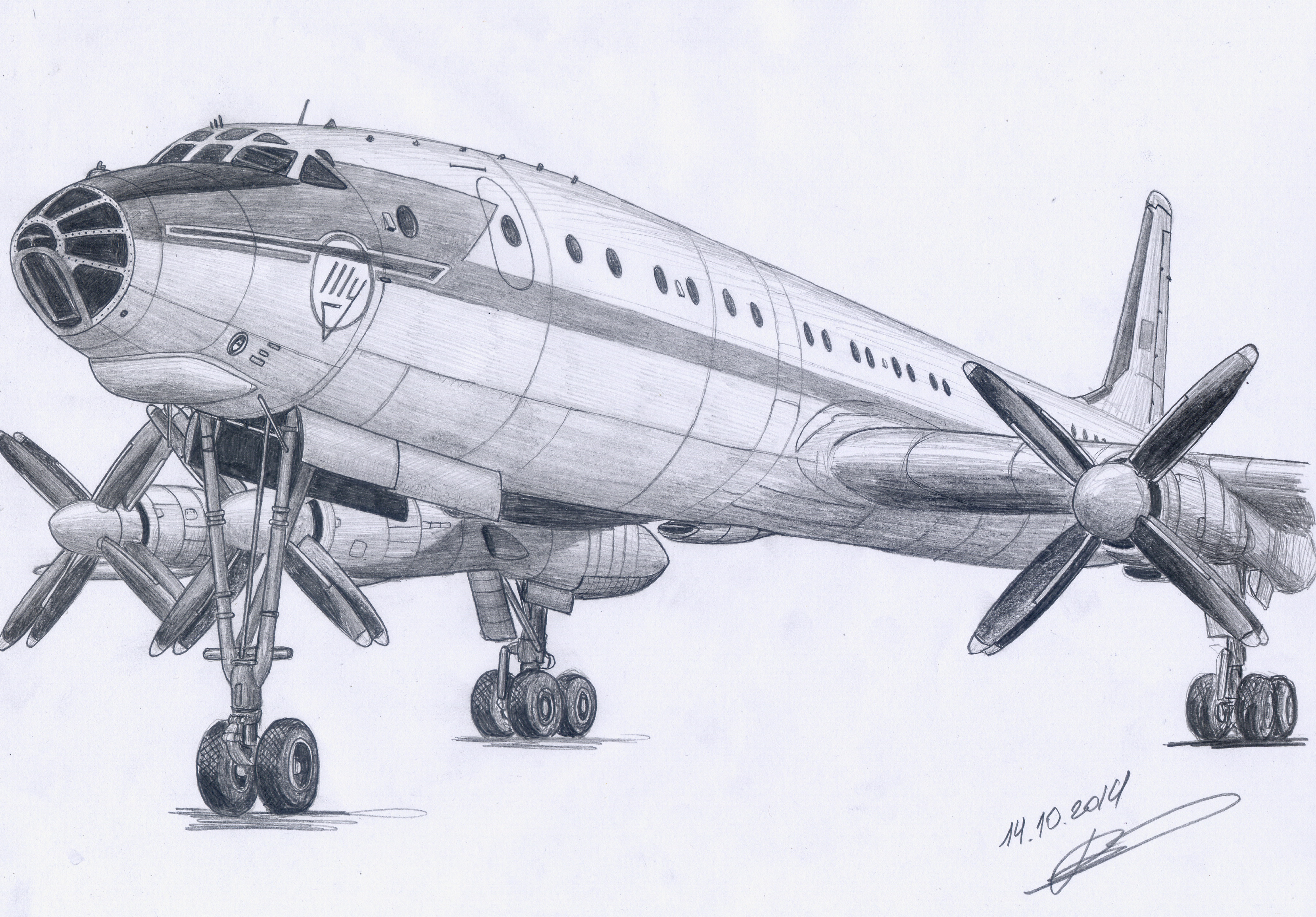 Рисунок самолета ту-114 Туполева