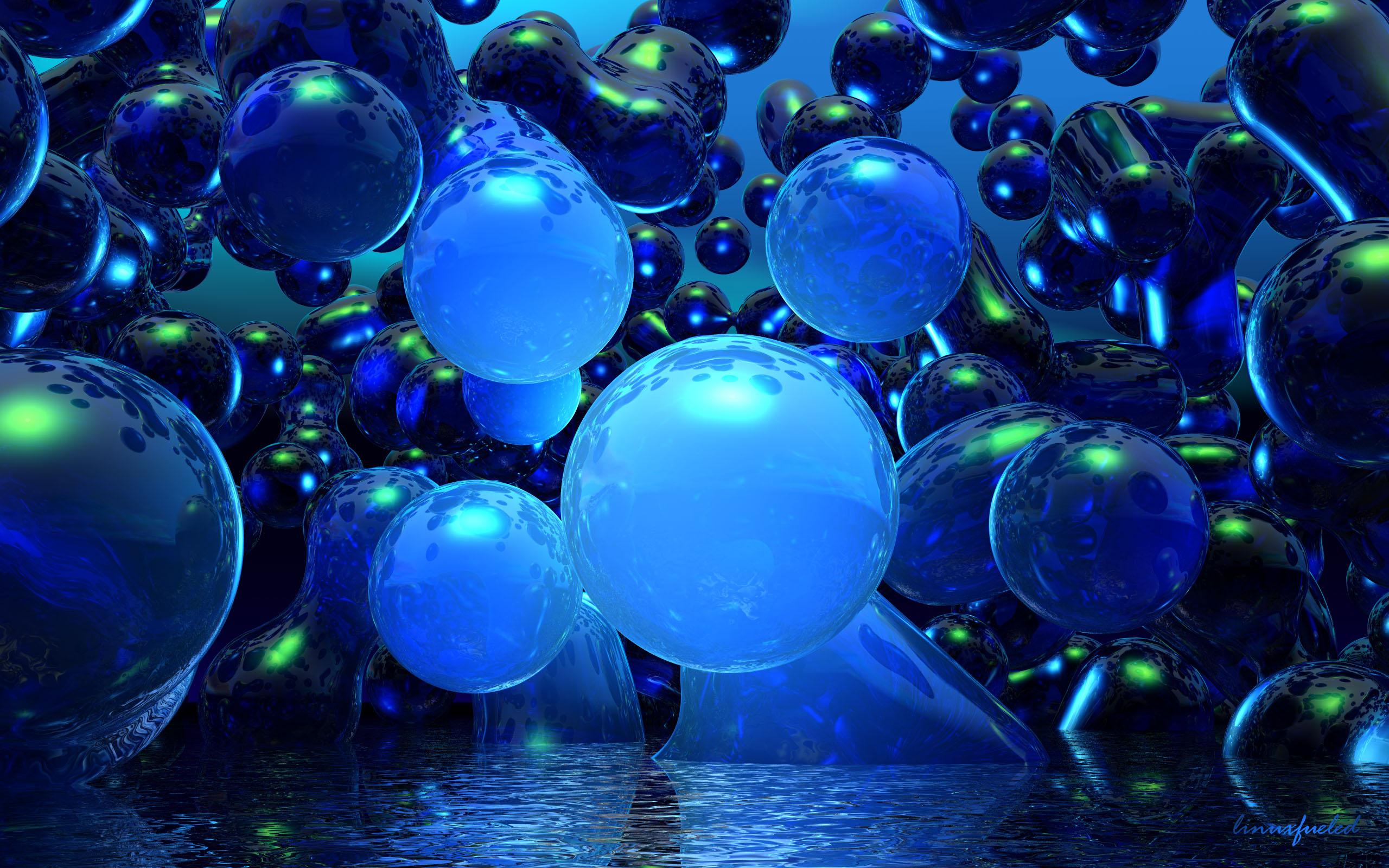 Free HD water, blue, abstract, digital art, sphere
