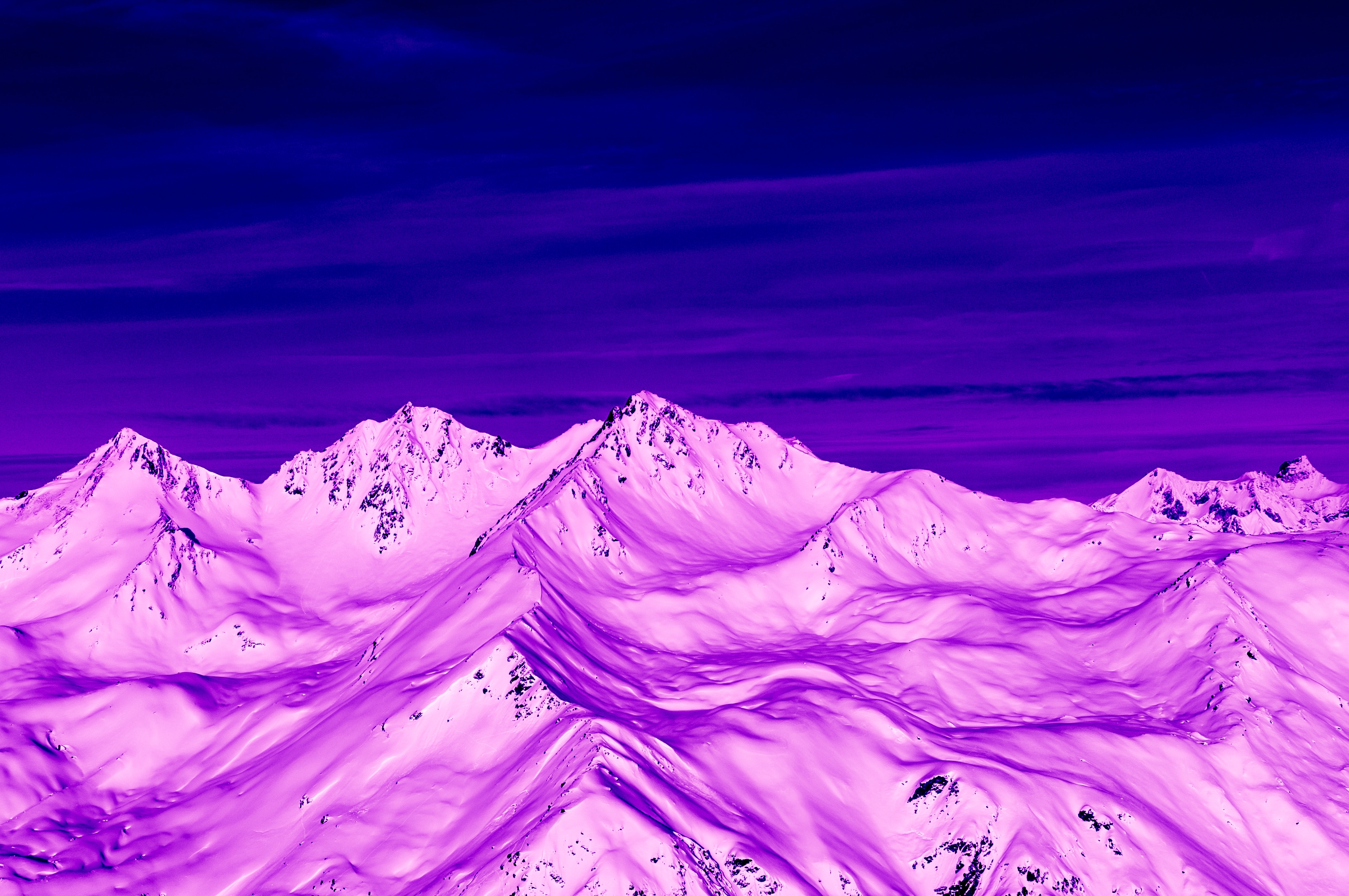 55215 descargar imagen vértice, naturaleza, montañas, crepúsculo, nieve, violeta, vista desde arriba, oscuridad, púrpura, tops: fondos de pantalla y protectores de pantalla gratis