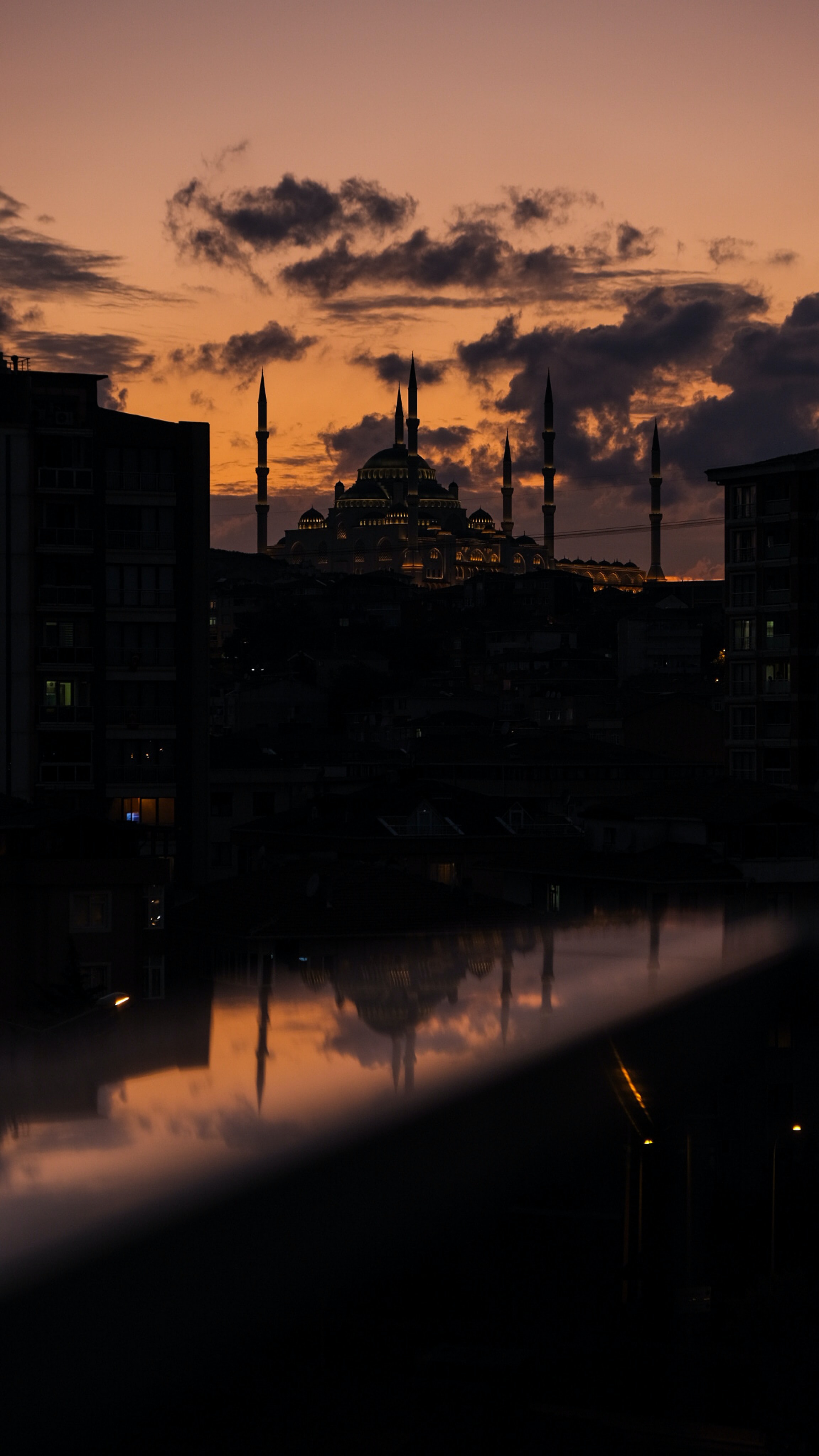 mosque, dark, twilight, building, silhouettes, dusk