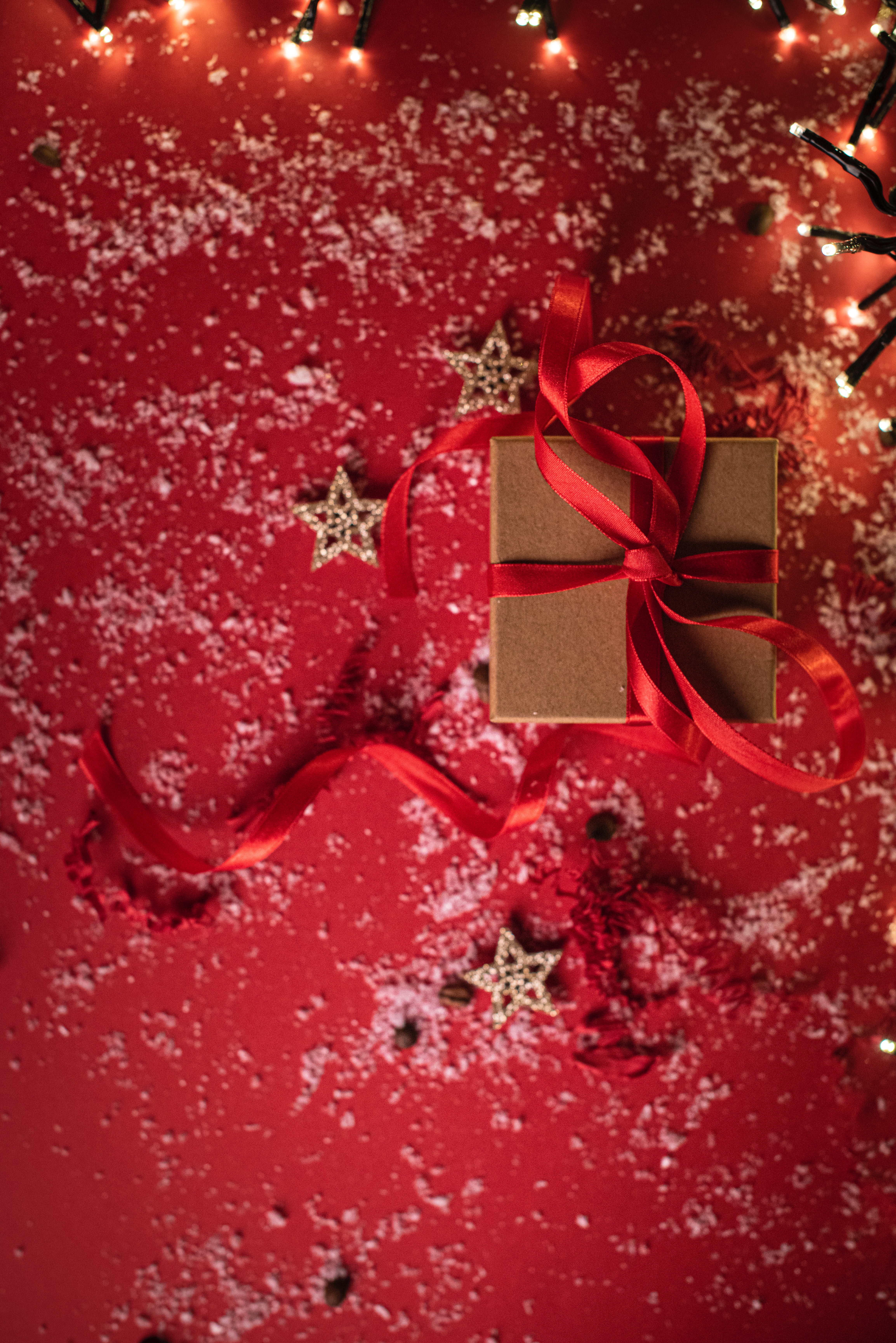 holidays, stars, snow, holiday, box, present, gift, tape HD wallpaper