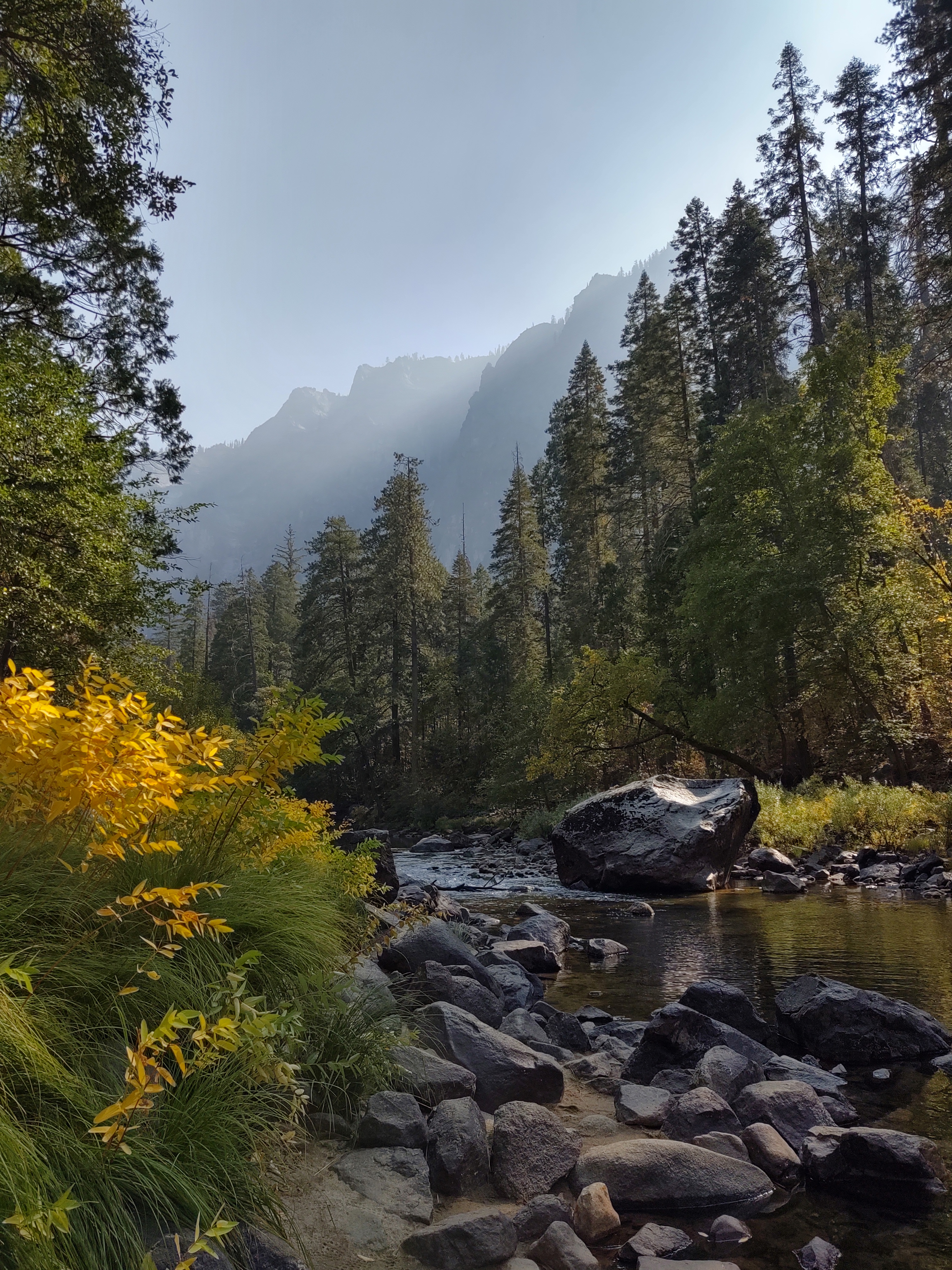 landscape, rivers, stones, trees, mountains, nature Full HD