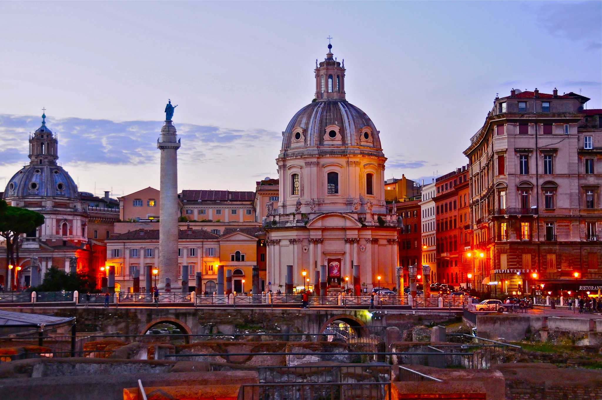 rome, church, man made, architecture, city, italy, sky, sunset, cities