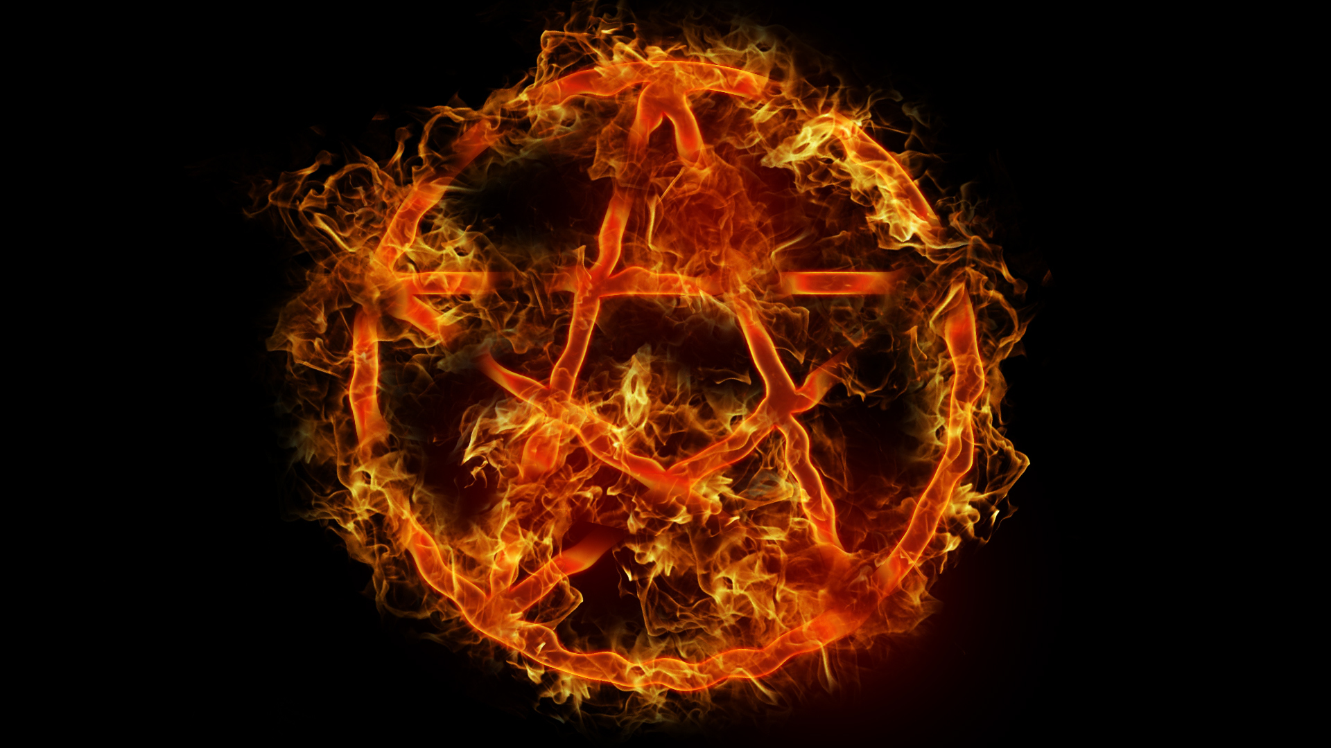dark, occult, fire, pentagram