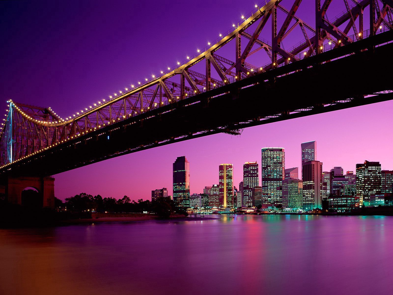 Скачать обои бесплатно Города, Штат Квинсленд, Брисбен, Мост, Австралия картинка на рабочий стол ПК