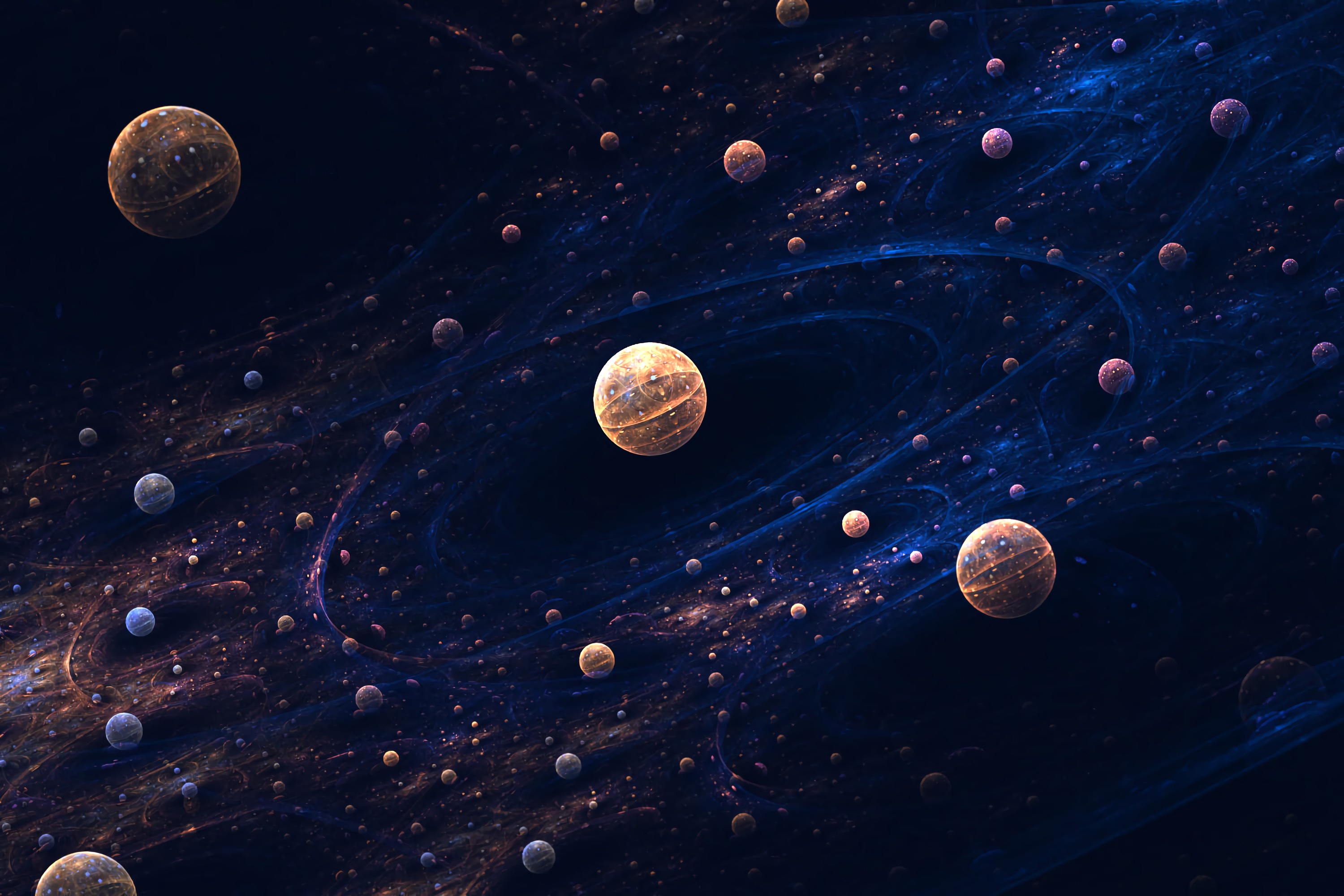abstract, space, balls, fractal, spheres, sphere wallpapers for tablet