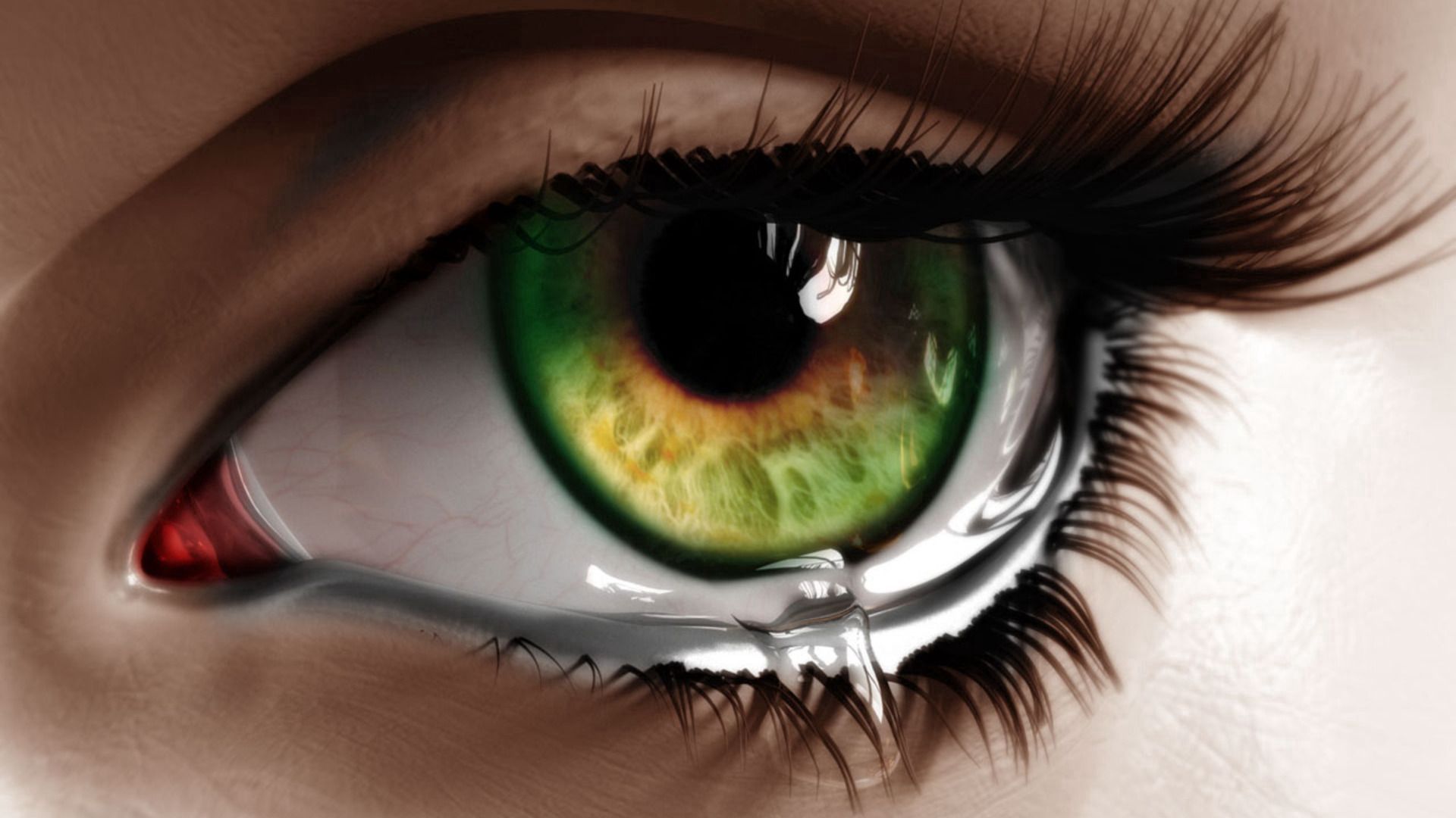 vertical wallpaper vector, green, macro, eye, eyelash, tears, eyelashes