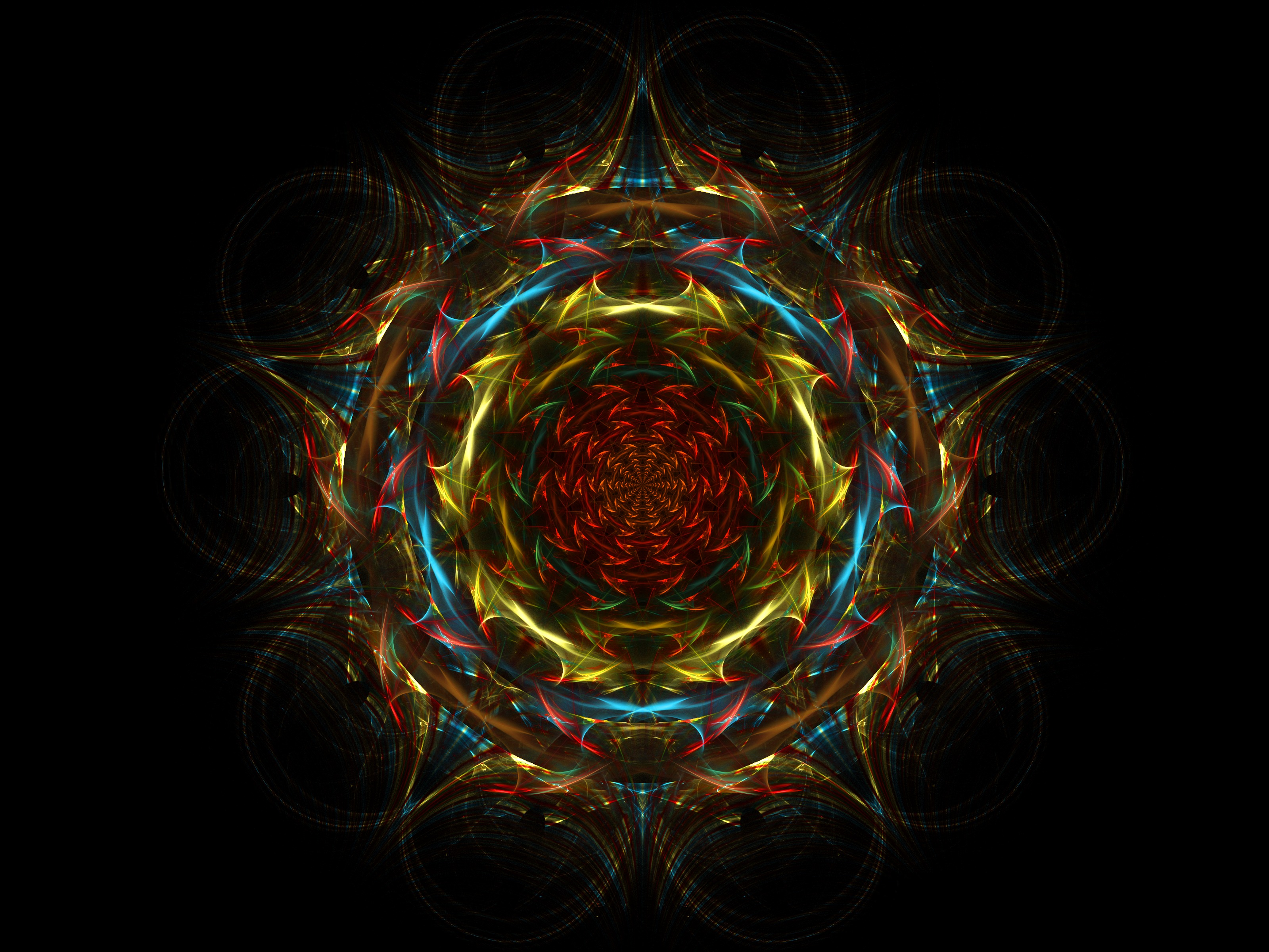 Laden Sie das Fraktale, Mandala, Motley, Mehrfarbig, Abstrakt-Bild kostenlos auf Ihren PC-Desktop herunter