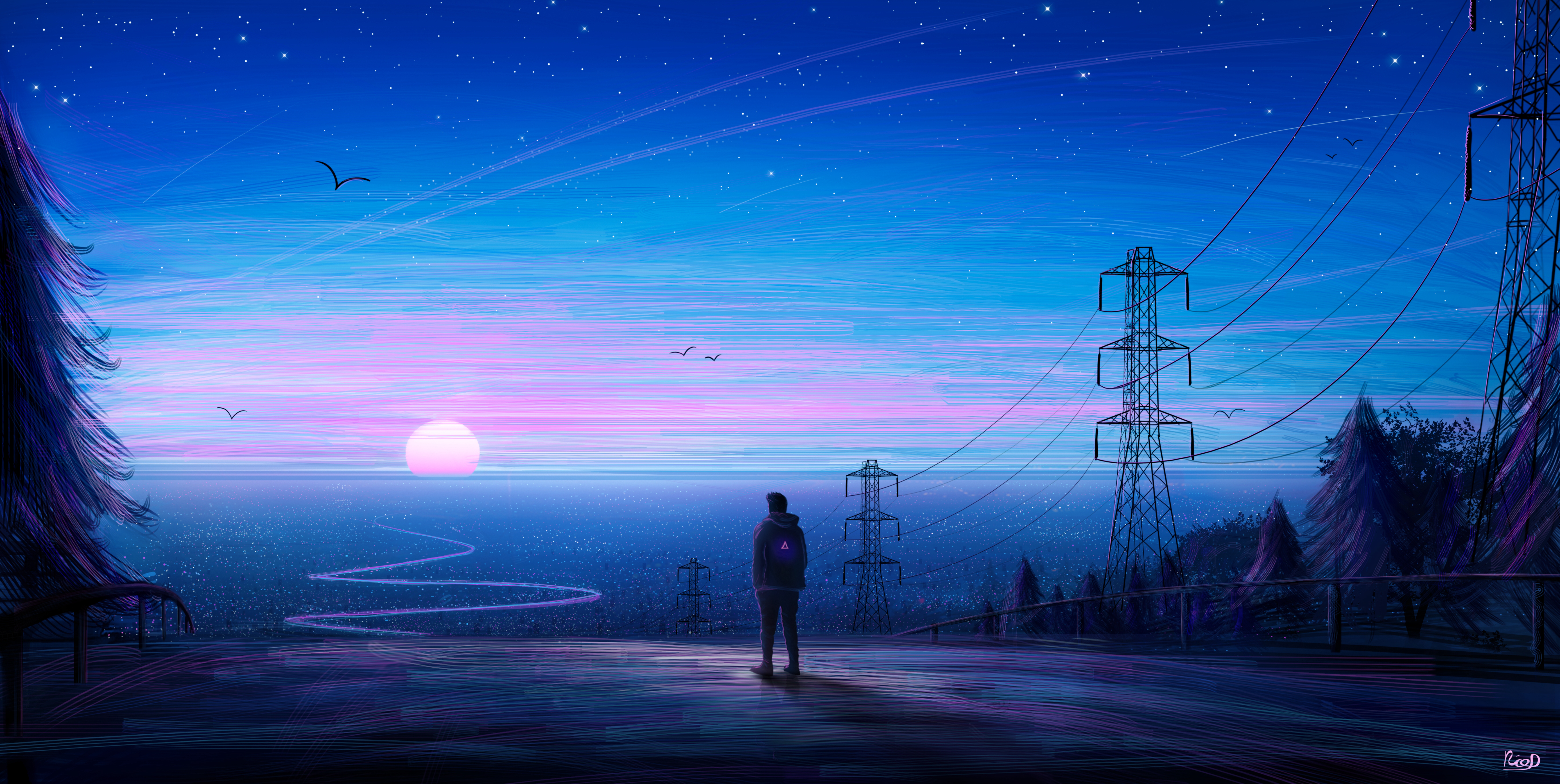 art, loneliness, overview, silhouette, horizon, review for android