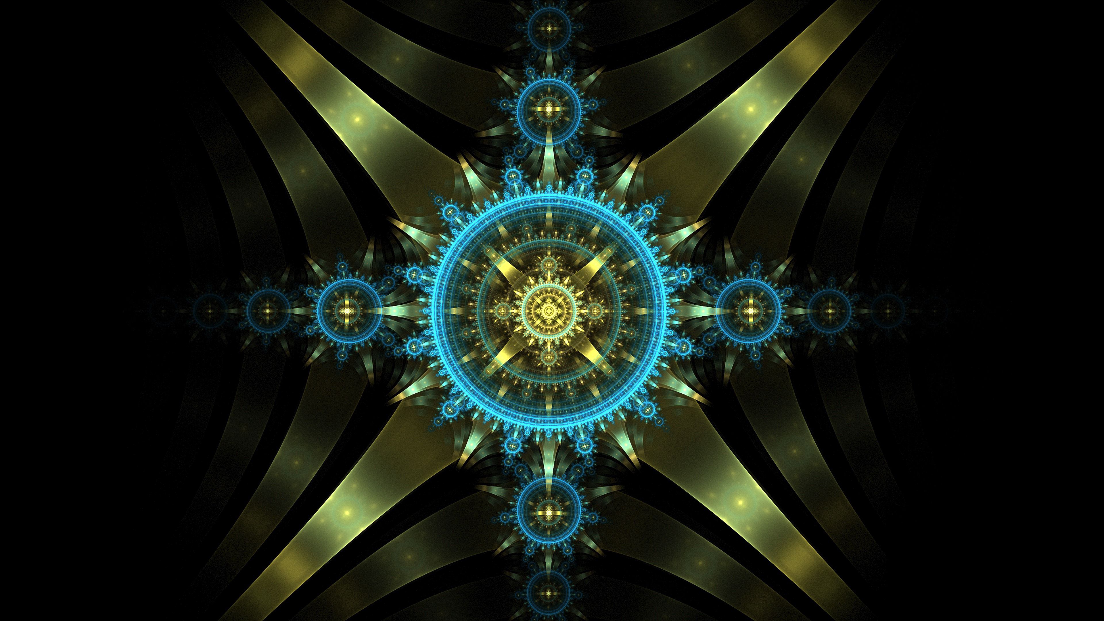 fractal, mechanism, circles, abstract, glow HD wallpaper