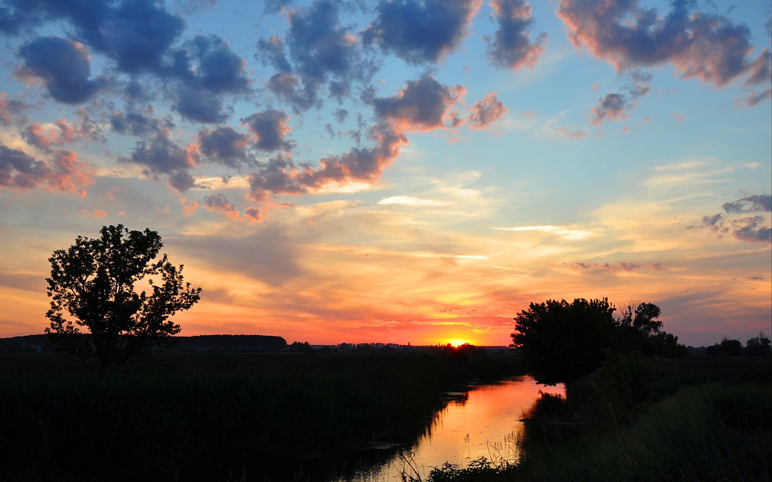 Download mobile wallpaper Rivers, Landscape, Sunset for free.