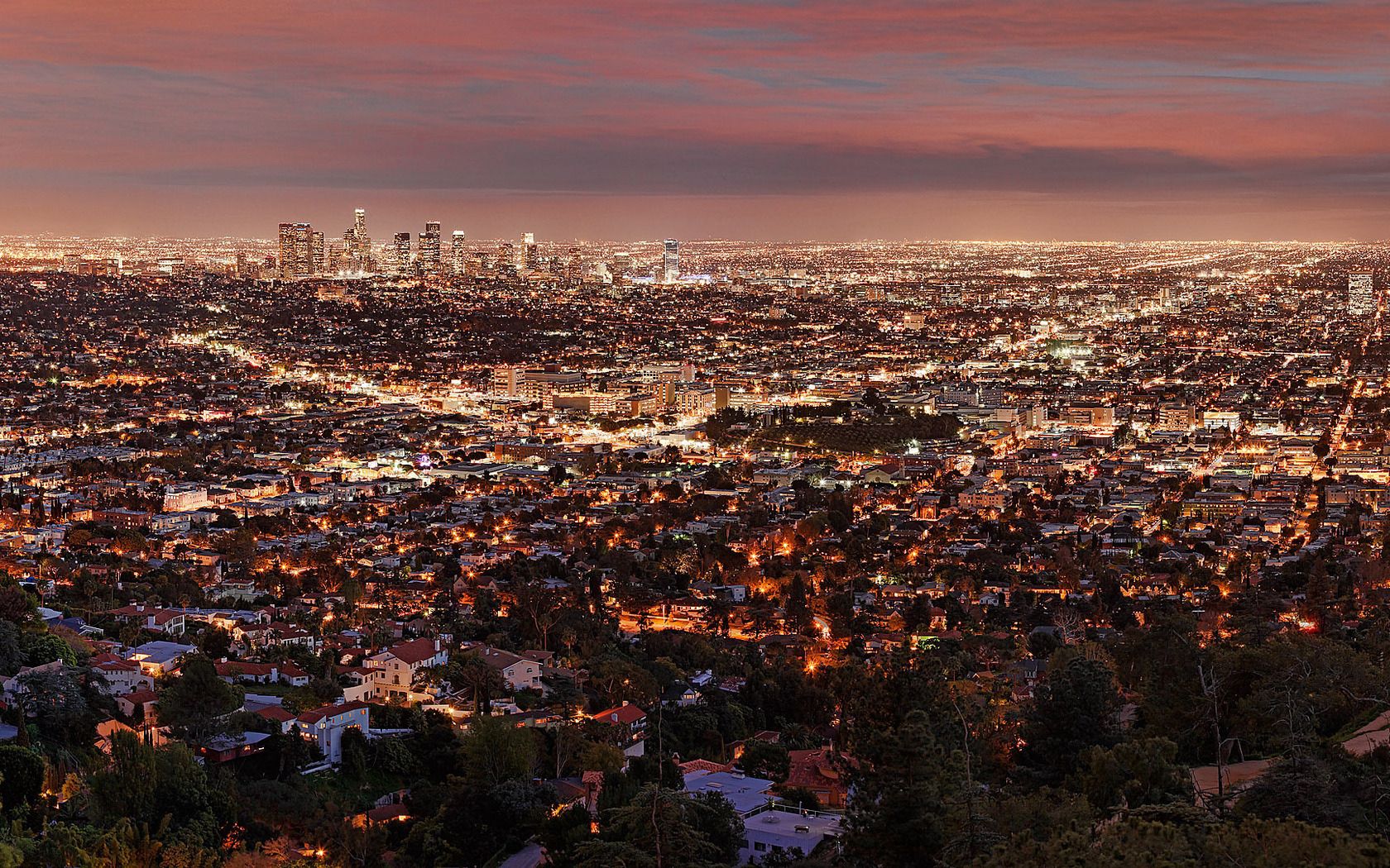 Handy-Wallpaper Städte, Blick Von Oben, Stadt, Übernachtung, Los Angeles kostenlos herunterladen.