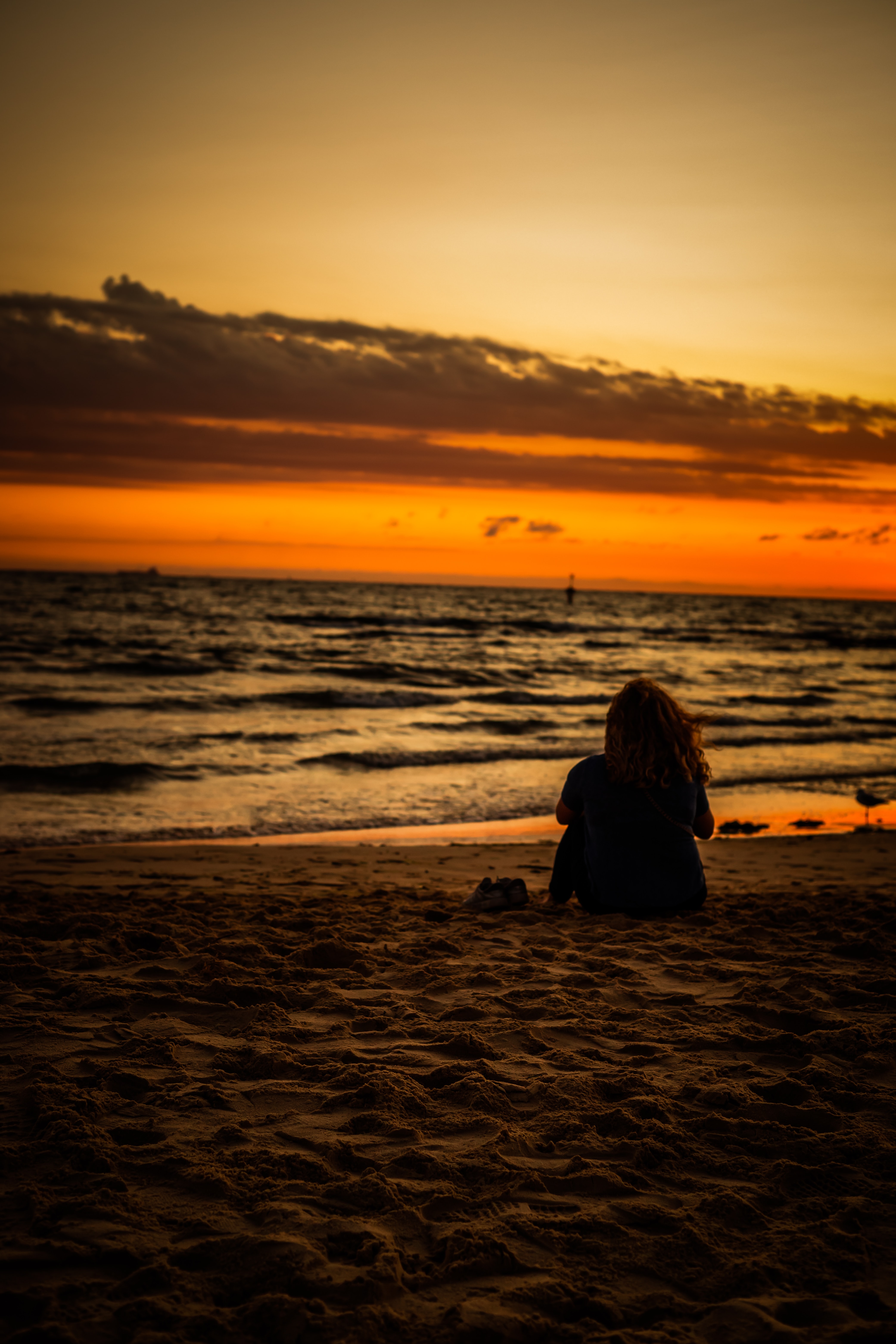 miscellaneous, sunset, beach, horizon, miscellanea, female, woman Free Stock Photo