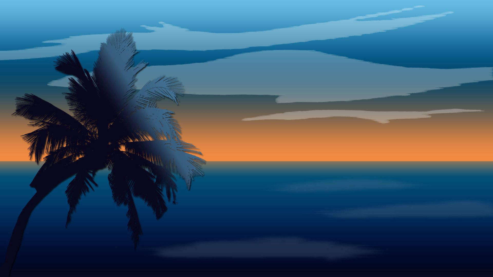 Free download wallpaper Sky, Art, Horizon, Palm, Sea, Vector on your PC desktop