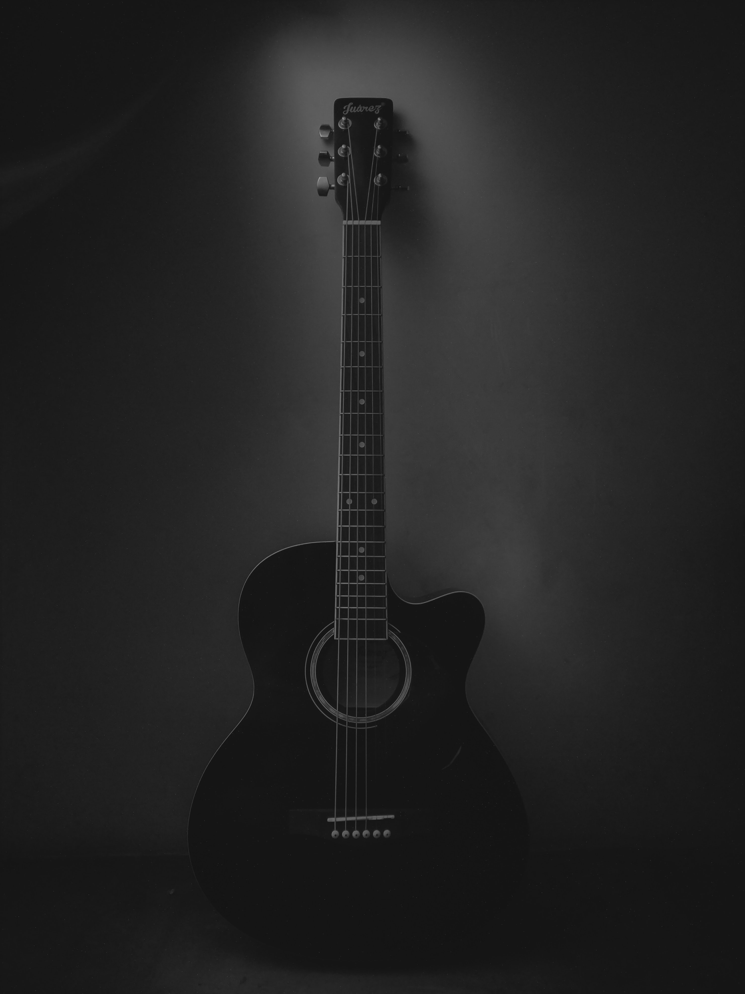 dark, guitar, black, music, acoustic guitar, musical instrument