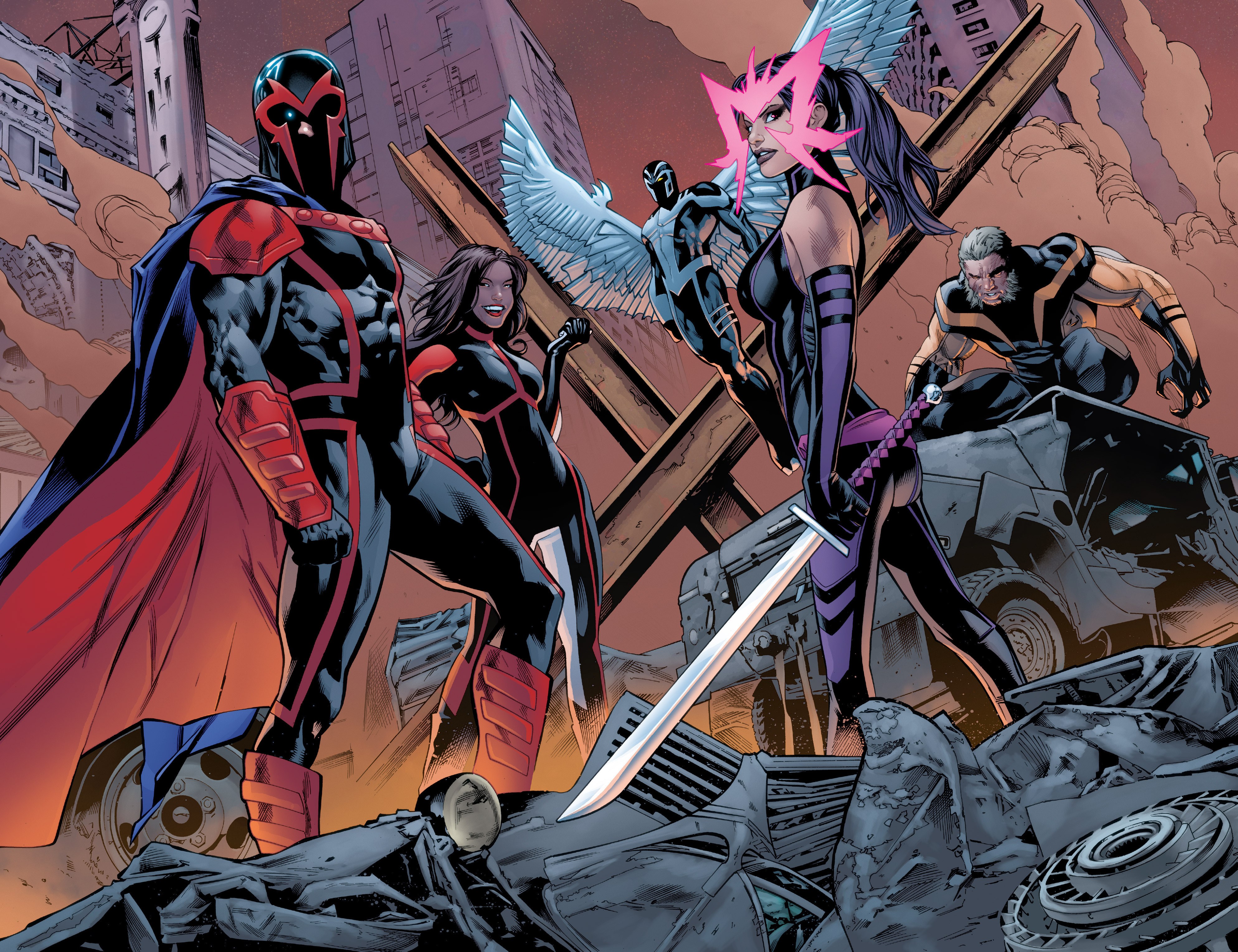 comics, uncanny x men, archangel (marvel comics), magneto (marvel comics), psylocke (marvel comics), sabertooth, x men Aesthetic wallpaper
