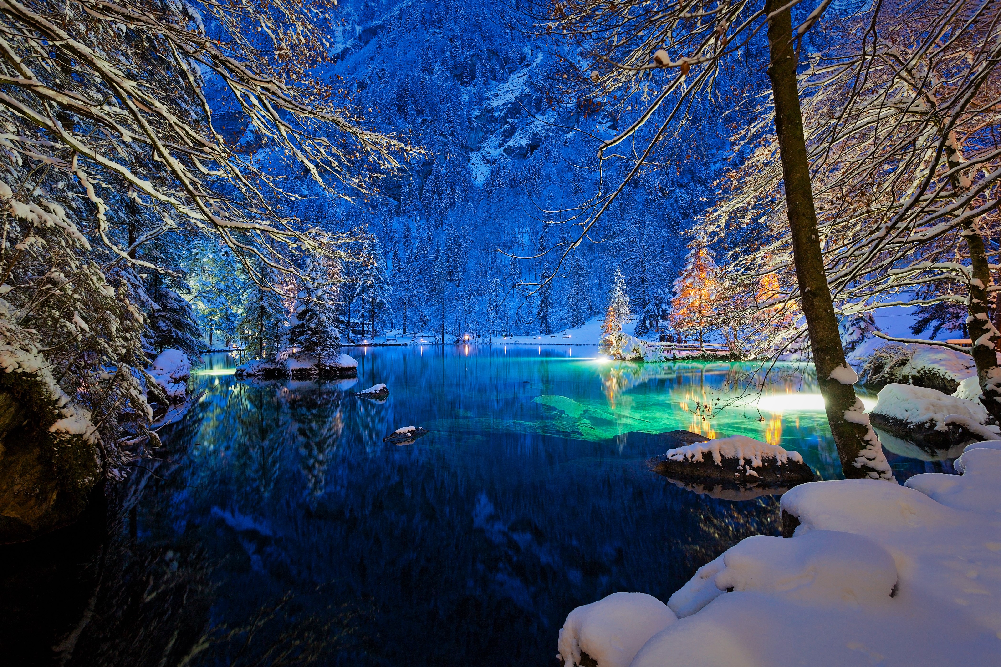 Озеро Блау Швейцария зимой