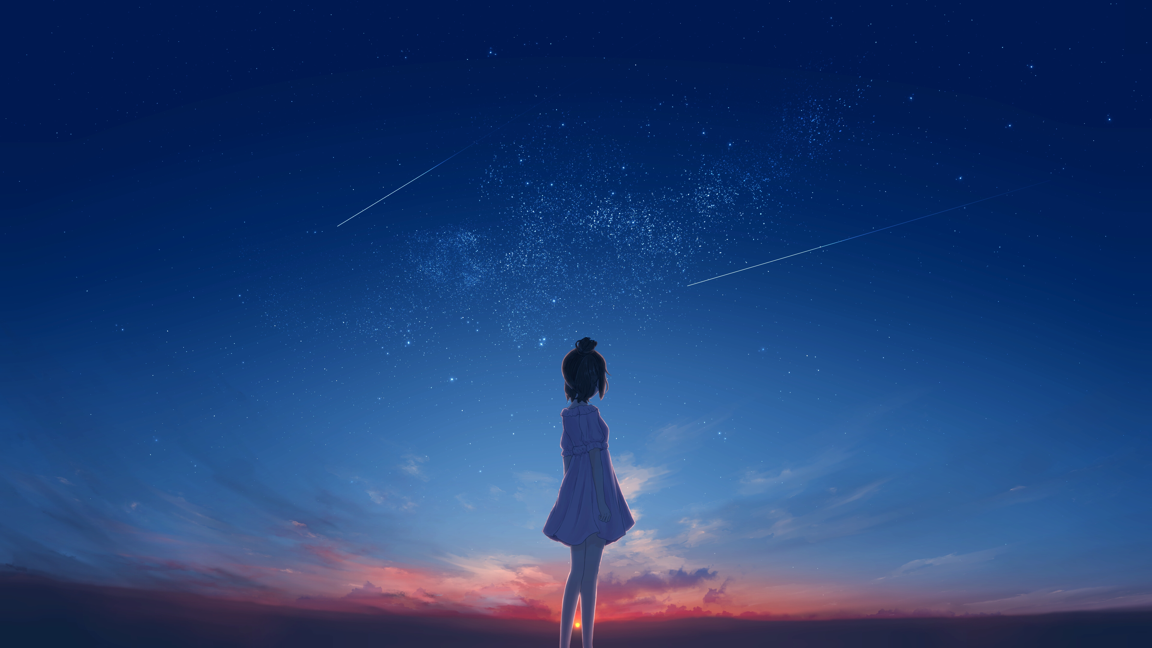 Девочка смотрит в небо