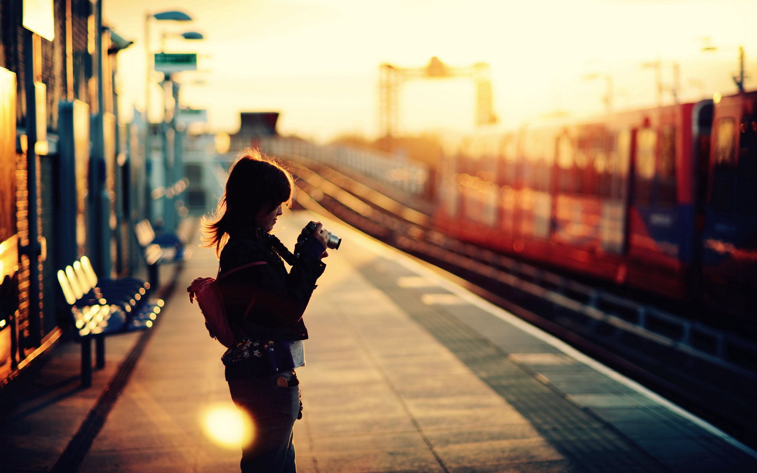 Download background station, miscellanea, miscellaneous, girl, mood, railway station