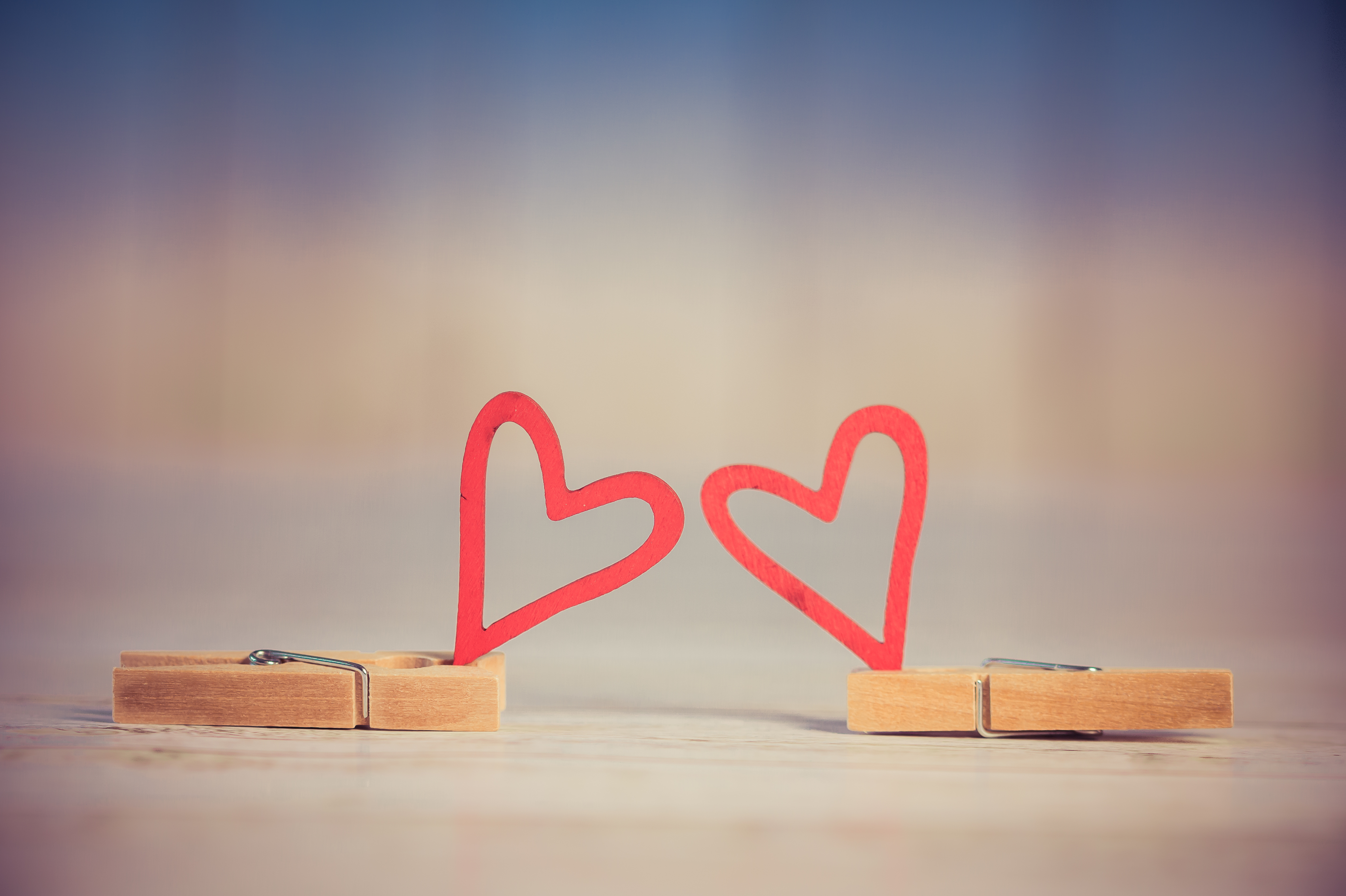 Download mobile wallpaper Clothespins, Macro, Hearts, Love for free.