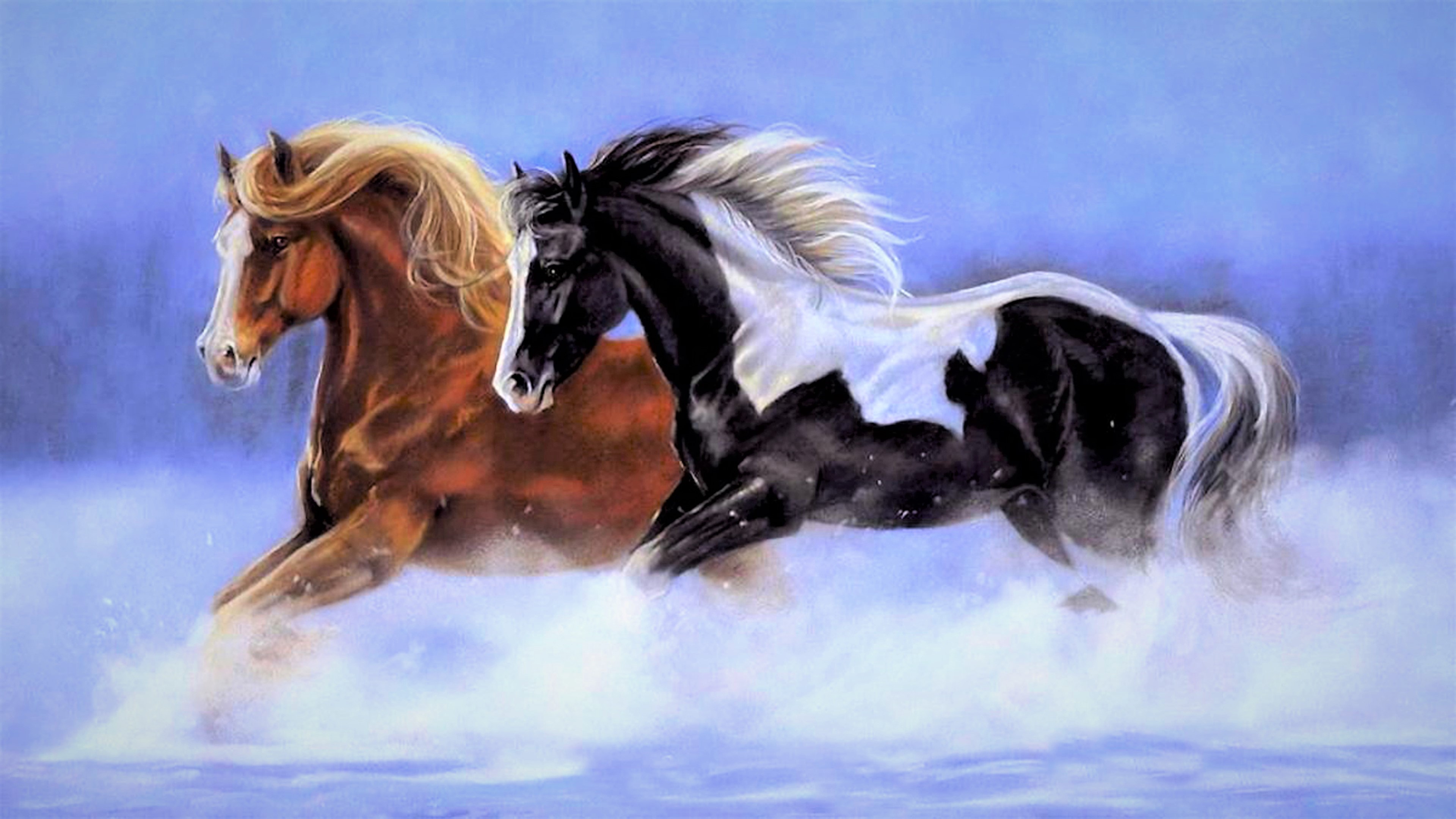 Download mobile wallpaper Painting, Artistic, Horse, Running for free.