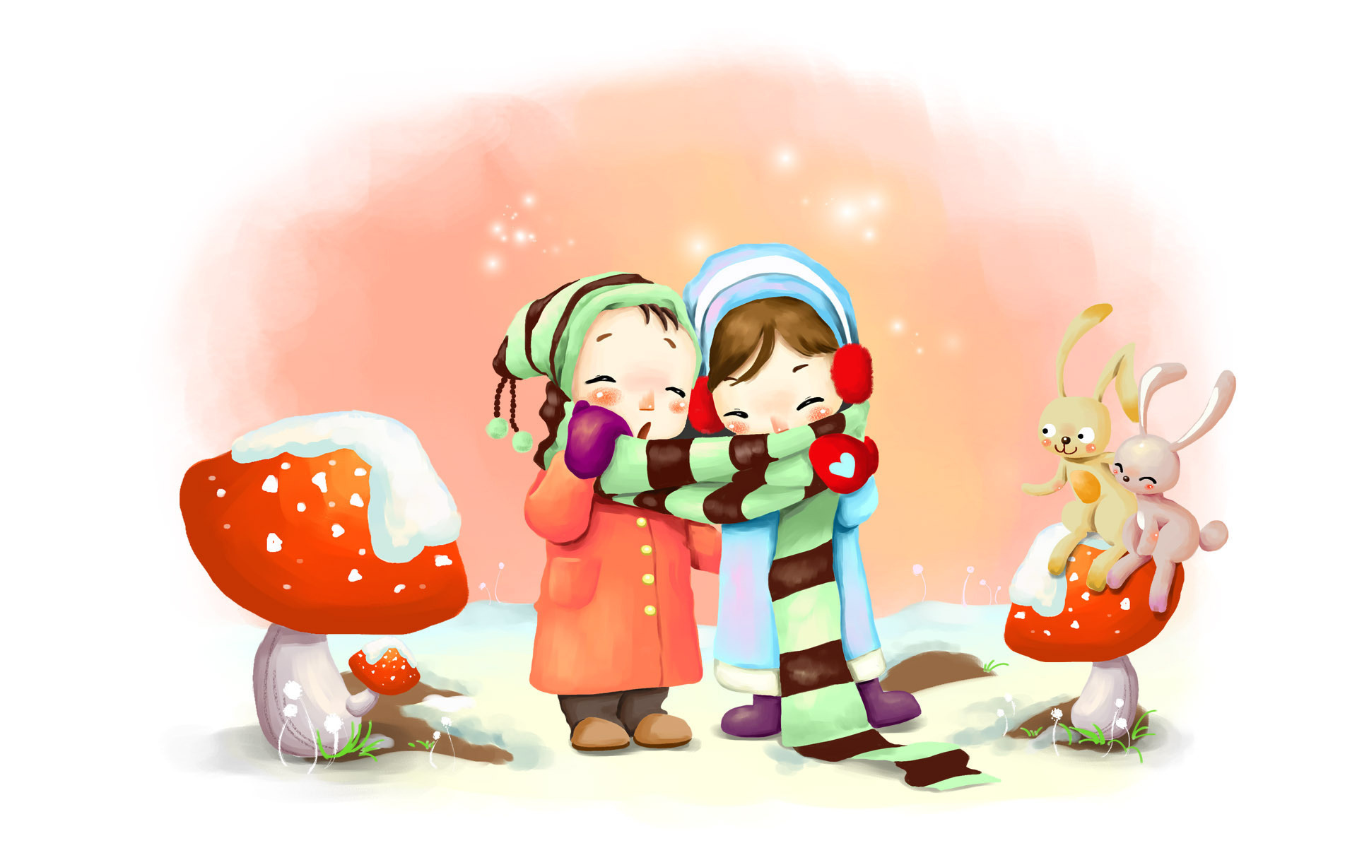 artistic, child, cold, mushroom, scarf, winter Full HD