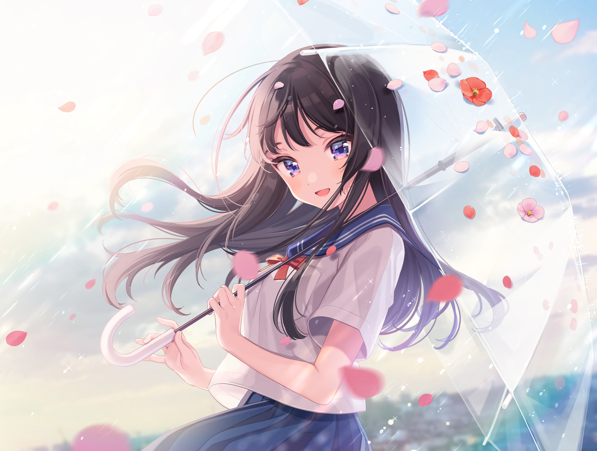 Anime umbrella girl dark Wallpapers Download