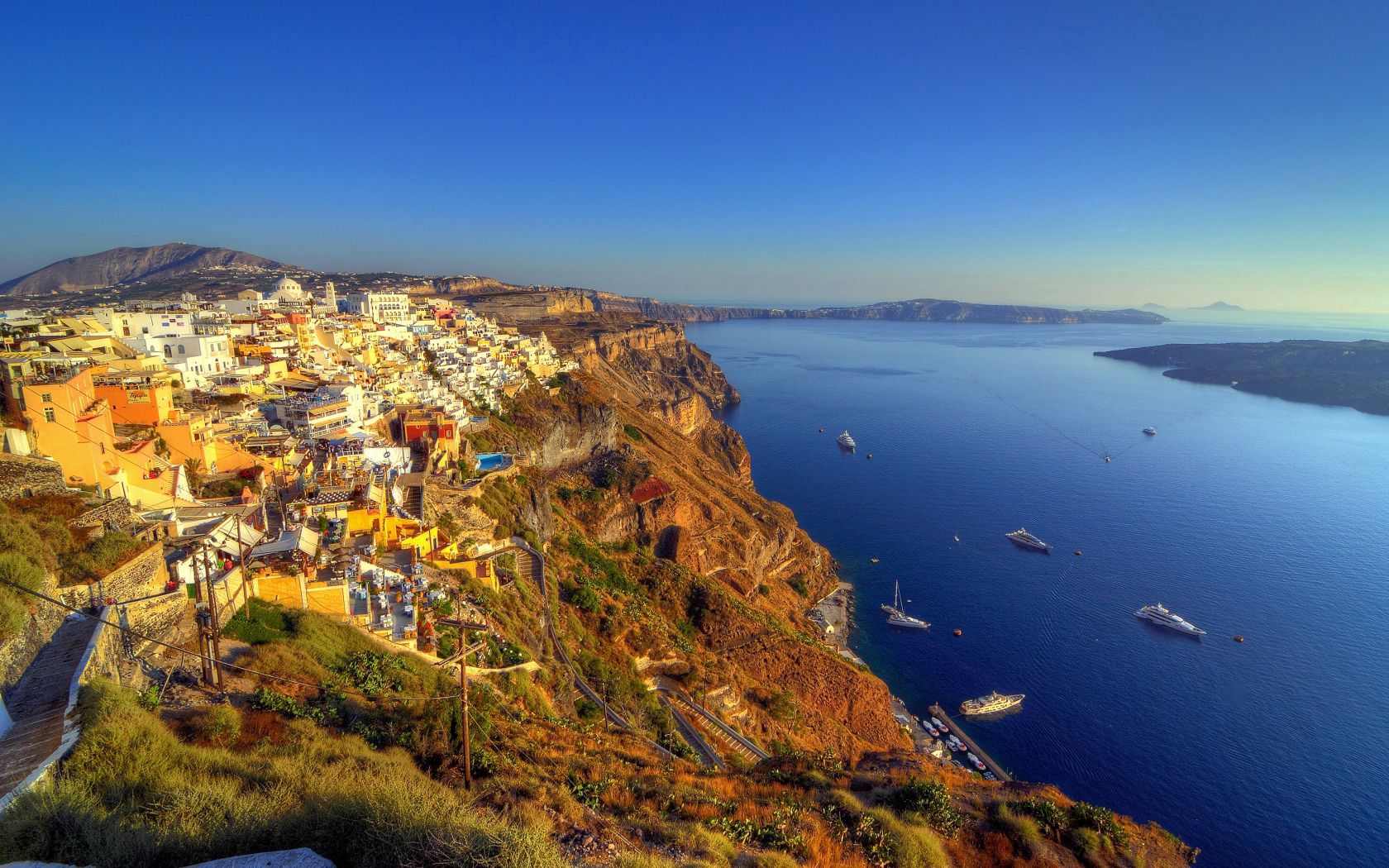 Free download wallpaper Nature, Santorini, Hdr, Greece, Sea, Island on your PC desktop