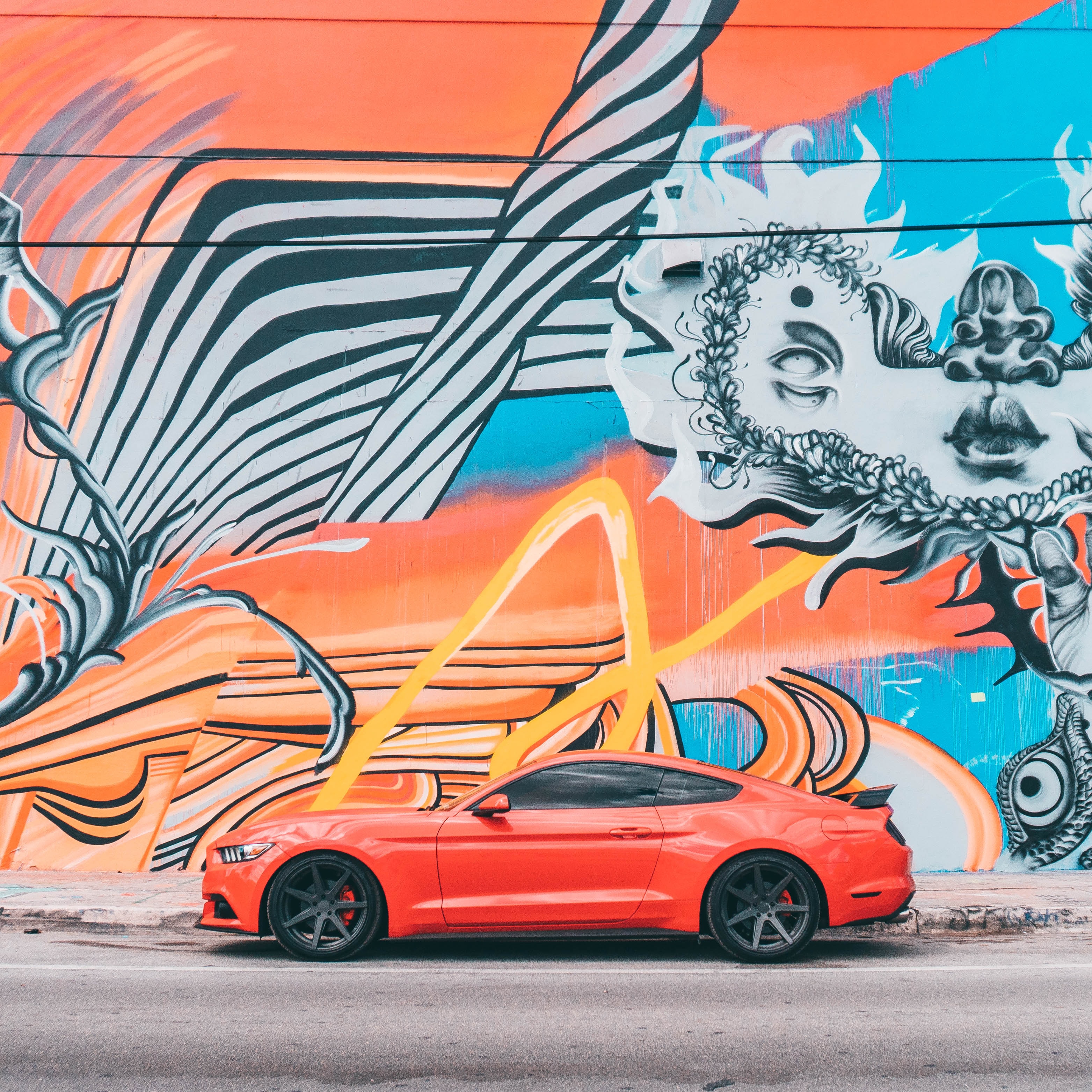 Mobile wallpaper graffiti, sports car, car, sports, cars, red, machine