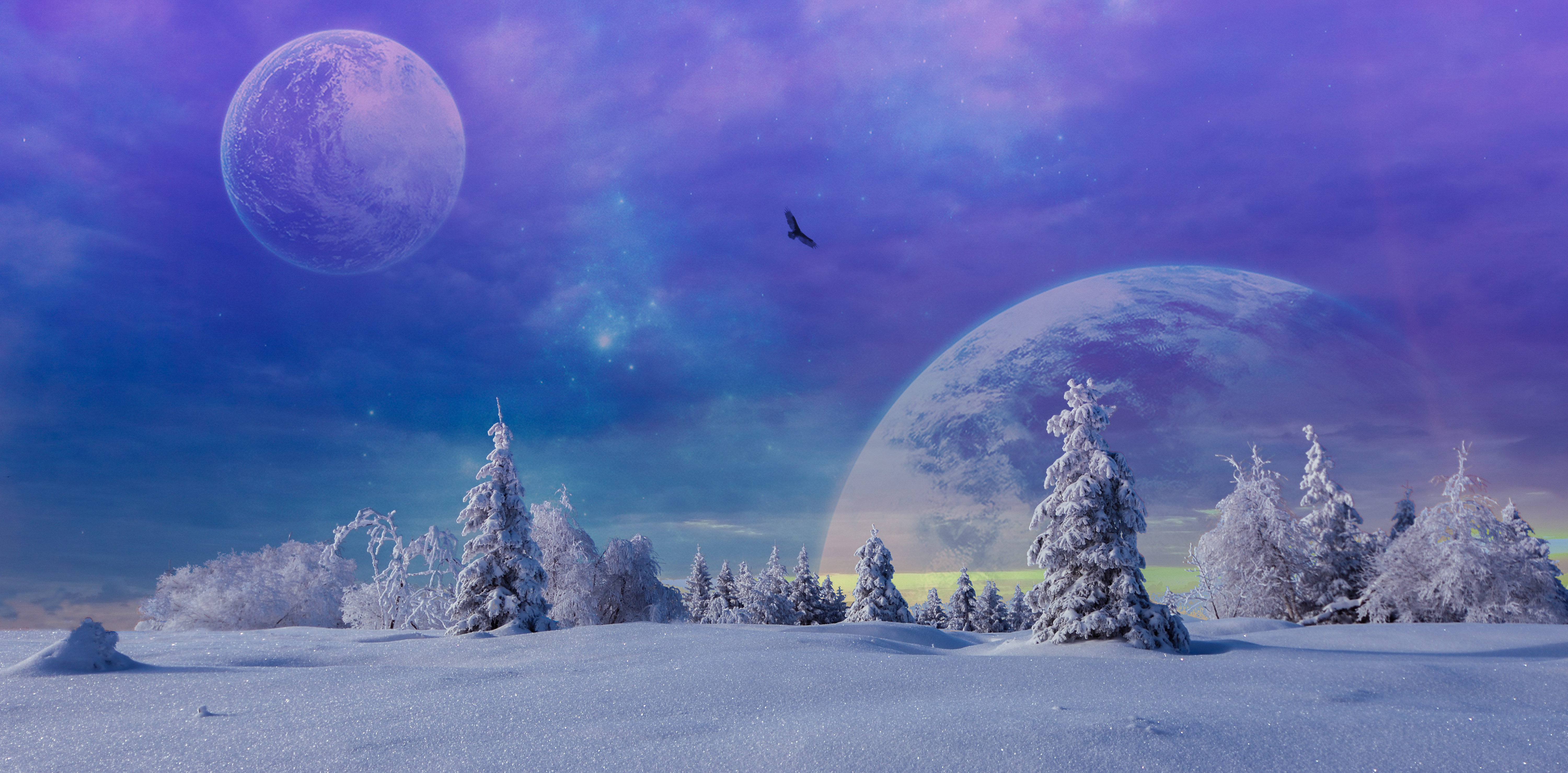 1528905 免費下載壁紙 奇幻, 冬天, 月亮, 星球, 雪 屏保和圖片