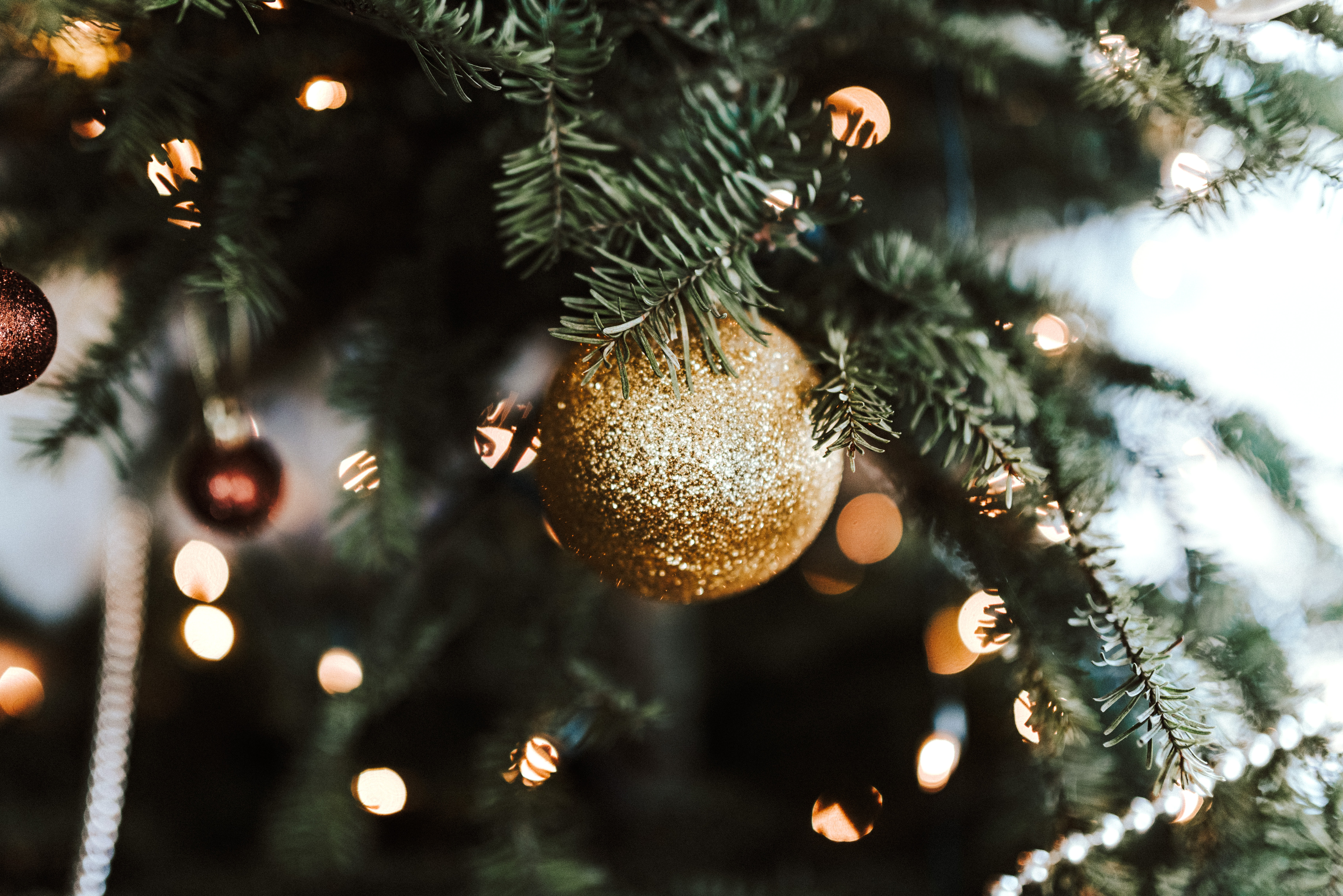 Téléchargez des papiers peints mobile Ballon, Balle, Décoration, Arbre De Noël, Fêtes, Nouvel An, Or, Sapin De Noël, Doré, Noël gratuitement.