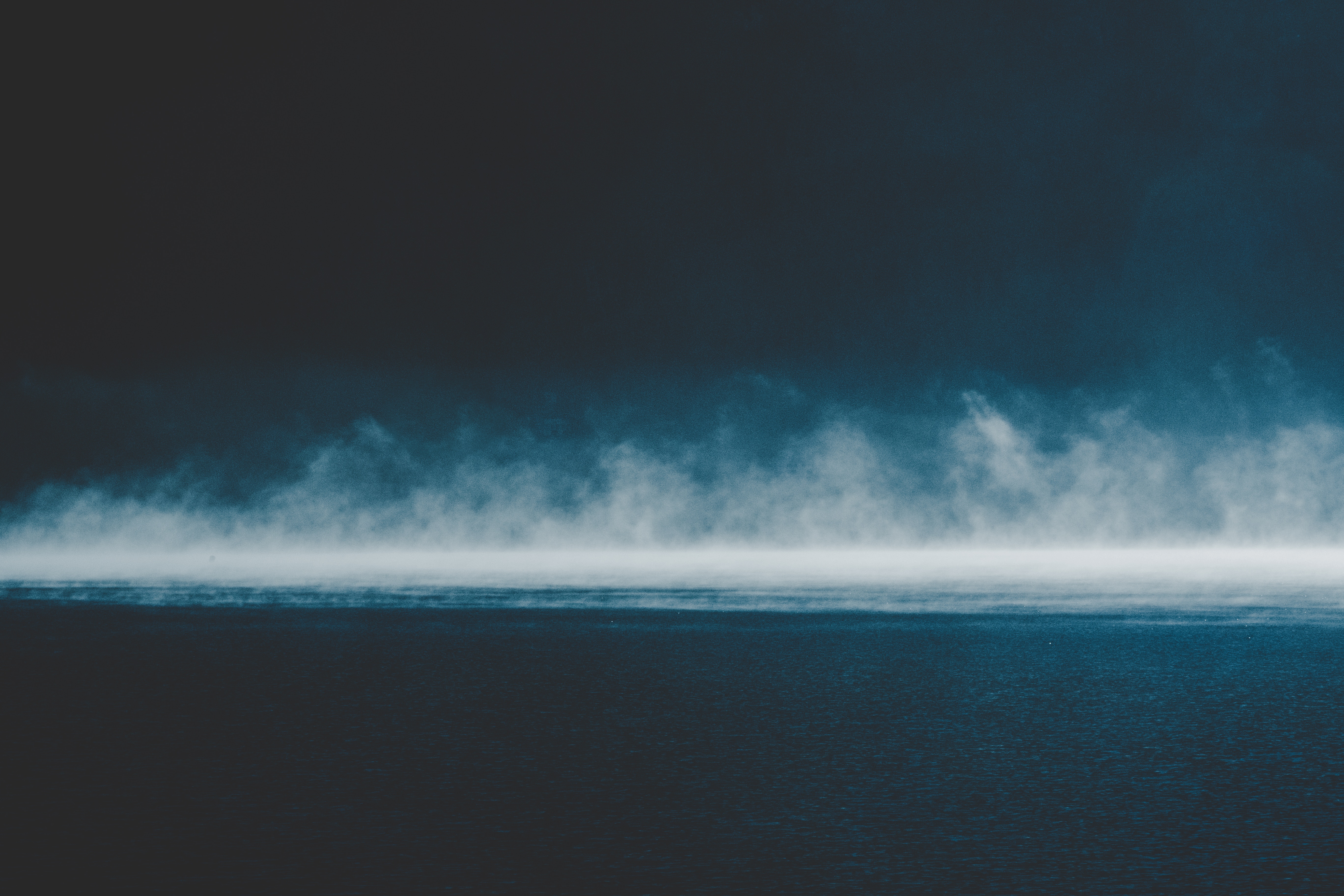 155836 Hintergrundbild herunterladen natur, sky, sea, clouds, horizont, nebel, hauptsächlich bewölkt, bedeckt - Bildschirmschoner und Bilder kostenlos